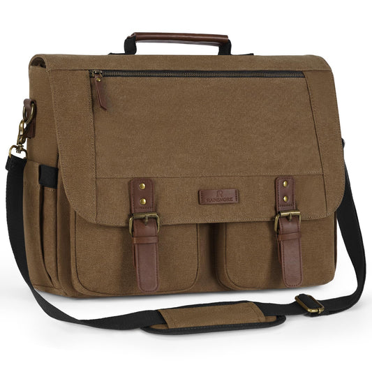 RAINSMORE Messenger Bag for Men, 15.6-17.3 inch Laptop Bag for Work College