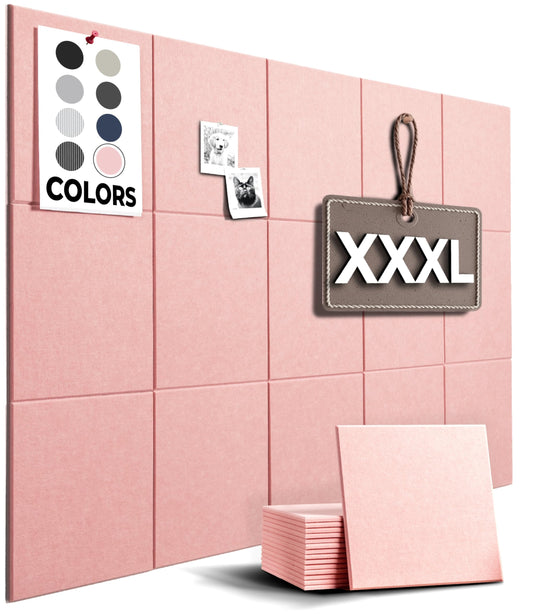 Vision Board - Cork Board for Walls, 59" x 36" | 15 Pack | Cork Board Tiles, Felt Bulletin Board, Large Corkboard, Cork Panel for Office, Felt wall Panels, Cork Panels, Corkboard Roll (Pink)