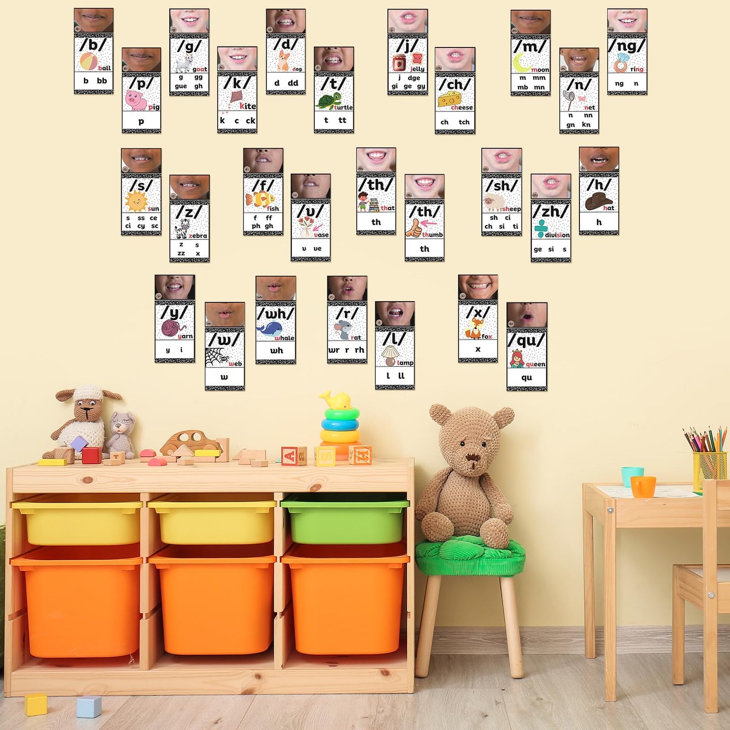 Ireer Composition Book Consonants Sound Wall for Classroom Neutral Phonics Kit, Science of Reading Posters for Classroom Decor, Kindergarten Speech Materials, Phonemic Awareness, Esl Teaching Material