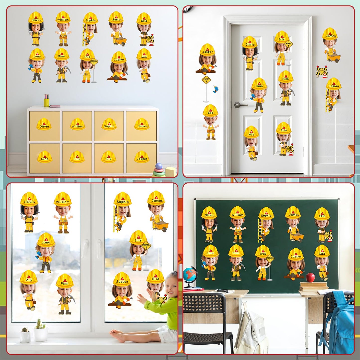 60pcs Construct Theme Cutouts Construction Helmet Bulletin Board Decorations Construct Paper Cut-Outs Classroom Decor for Boy Girl Classroom DIY Craft Photo Kindergarten Preschool Wall Door Supplies