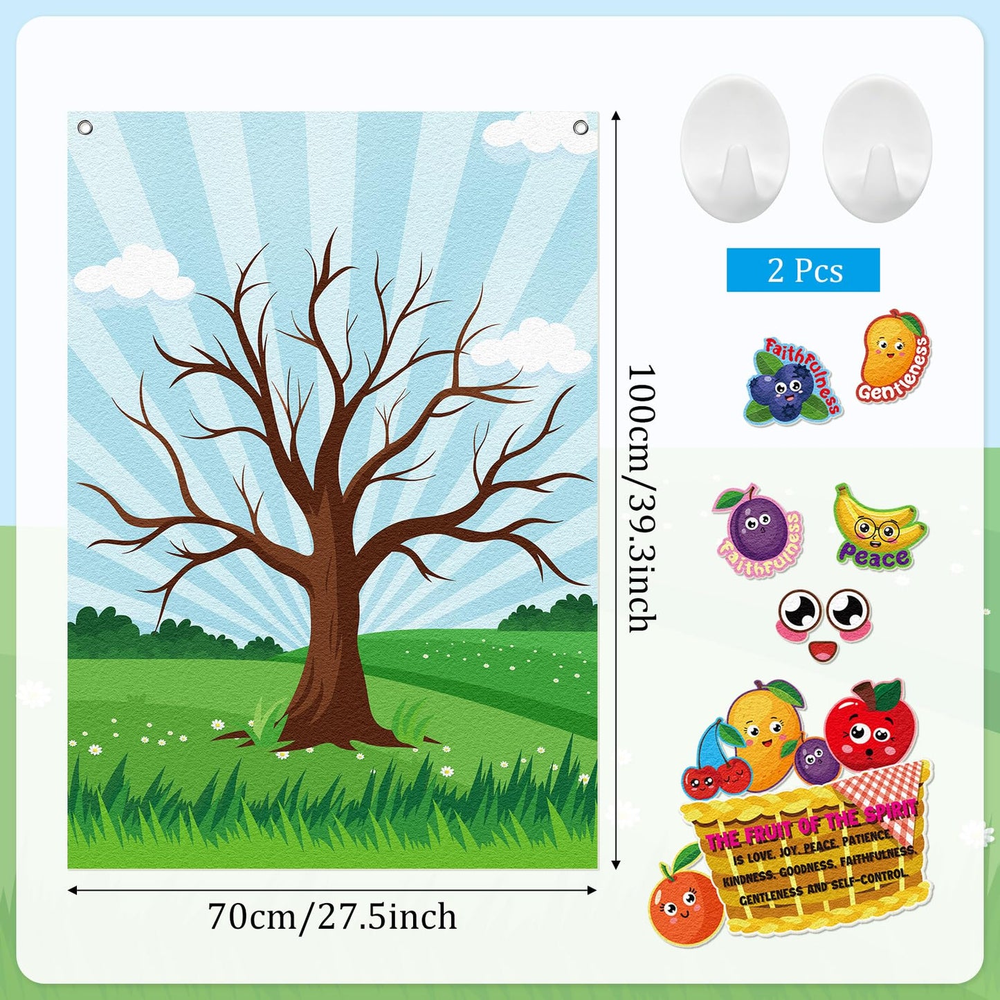 Cinrobiye Fruit of The Spirit Felt Bulletin Board Make Your Own Fruit of the Spirit Tree Crafts DIY Christian Bible Scene Set for Church VBS Sunday School Classroom Activities