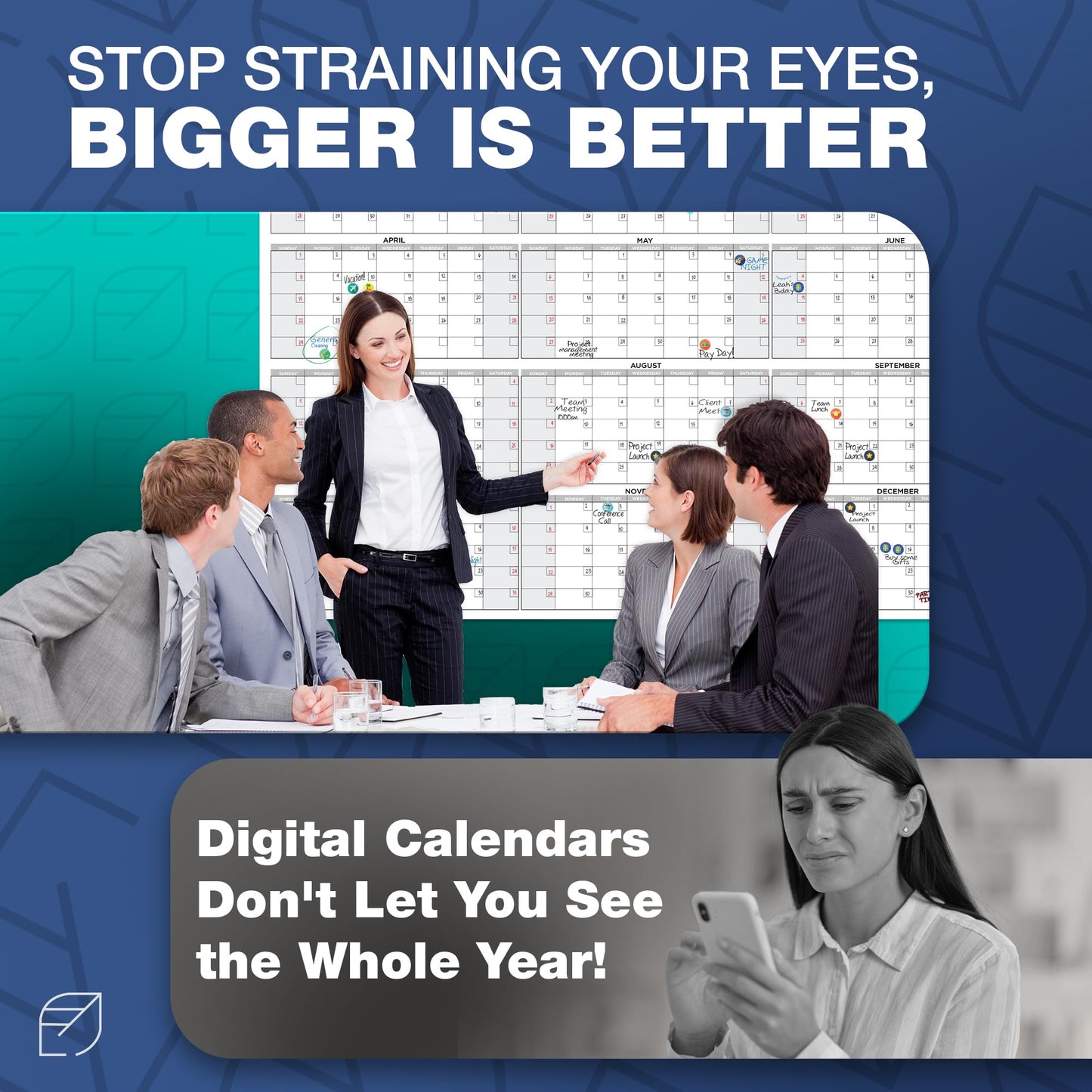 Big Calendar 2026 | 58"x38" | Giant Dry Erase Yearly Planner for Home Office | Full Year Wall Calendar | Large Annual Wall Planner