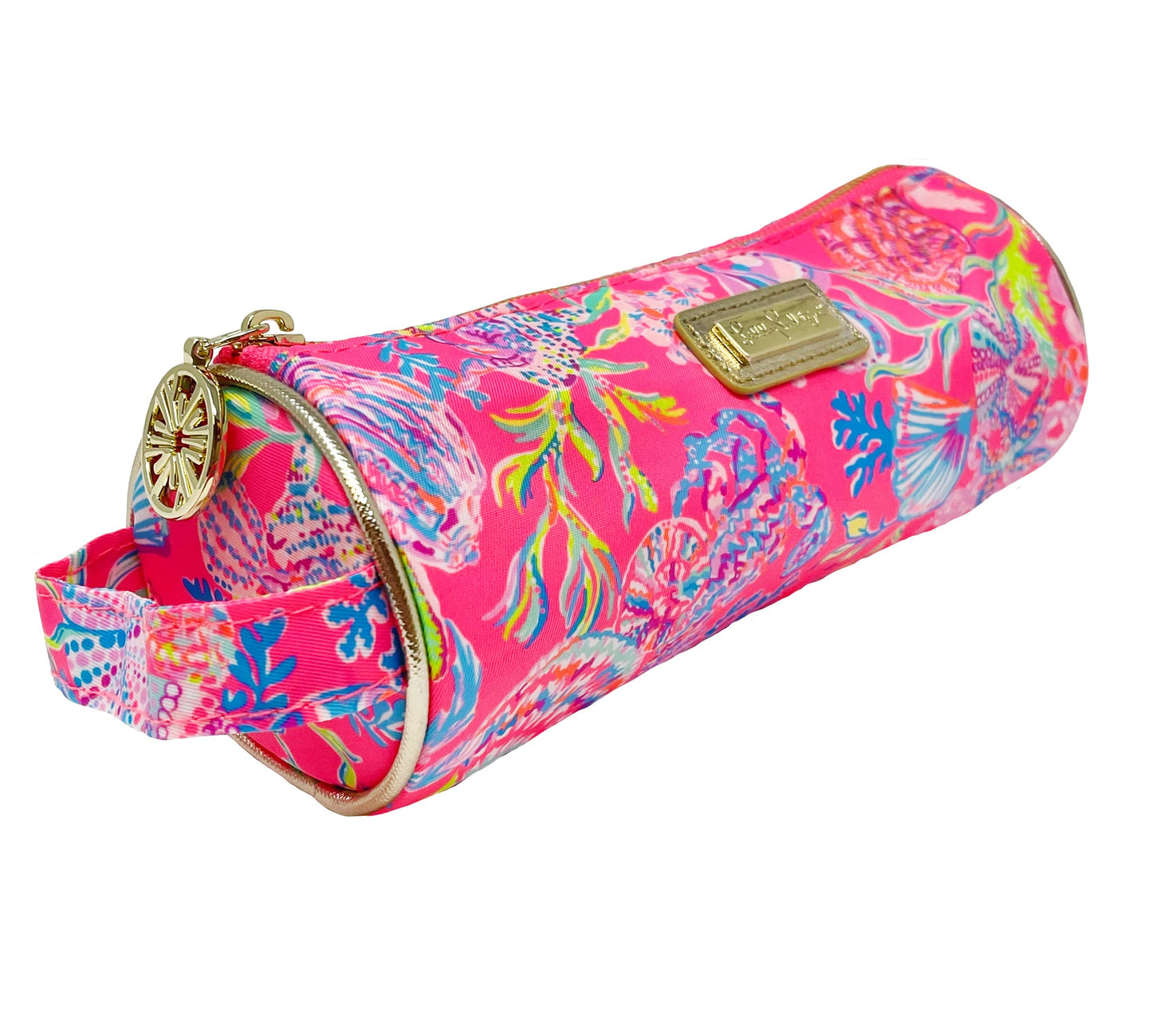 Lilly Pulitzer Cute Pencil Case, Colorful Zipper Pouch for Office Supplies, Small Travel Bag with Carrying Handle, Shell Me Something Good