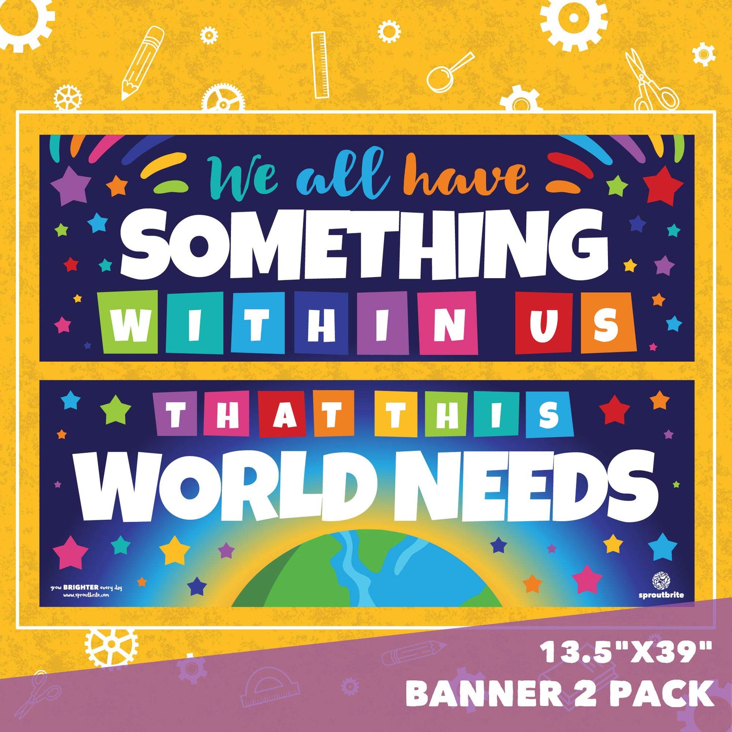 Sproutbrite 2 Pack 13.5" x 39" Educational Posters - Teacher Posters for Classroom - Motivational and Inspirational Growth Mindset for Students - Bulletin Board and Wall Decor for Pre, Elementary and Middle School - Builds Self-Worth and Encourages Indivi