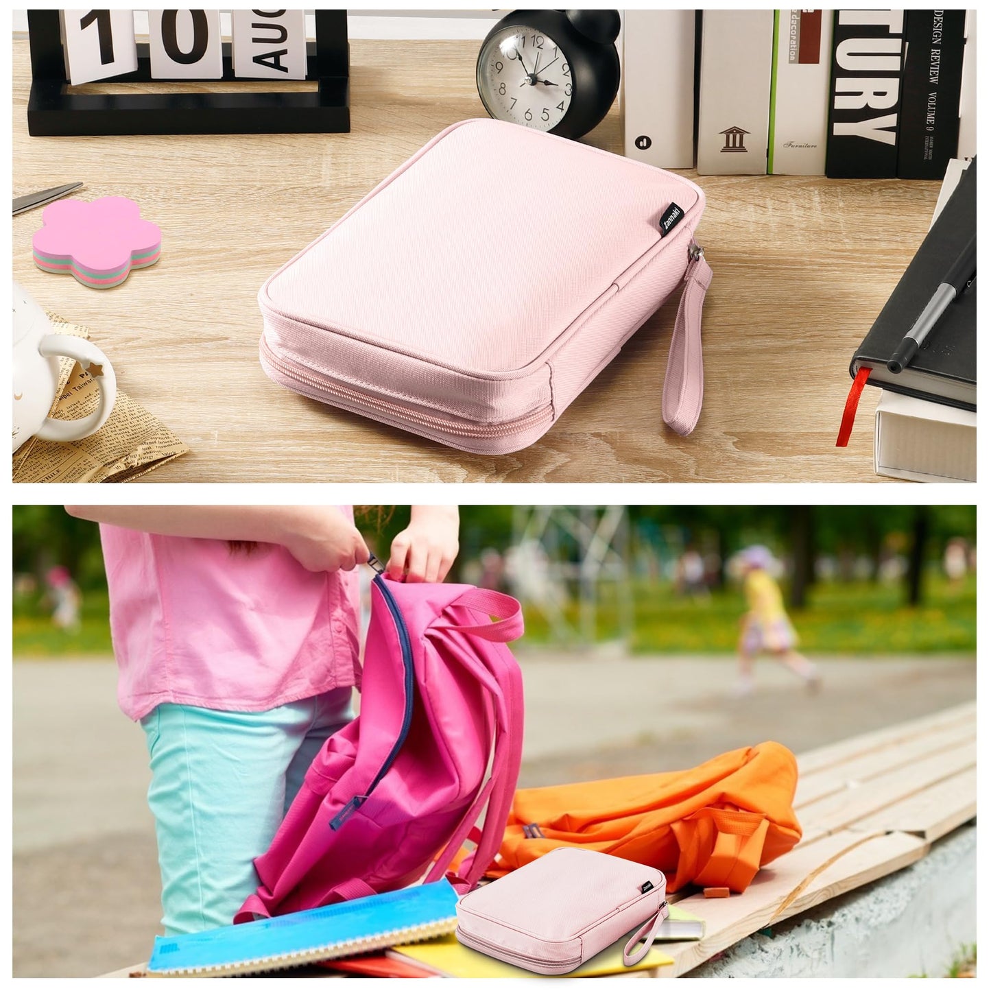 Zannaki Big Capacity Storage Pouch Marker Pen Pencil Case Simple Stationery Bag Box Art Tool & Sketch Storage Boxes for Bullet Journal Middle High School Office College Student Girl Women Adult Teen