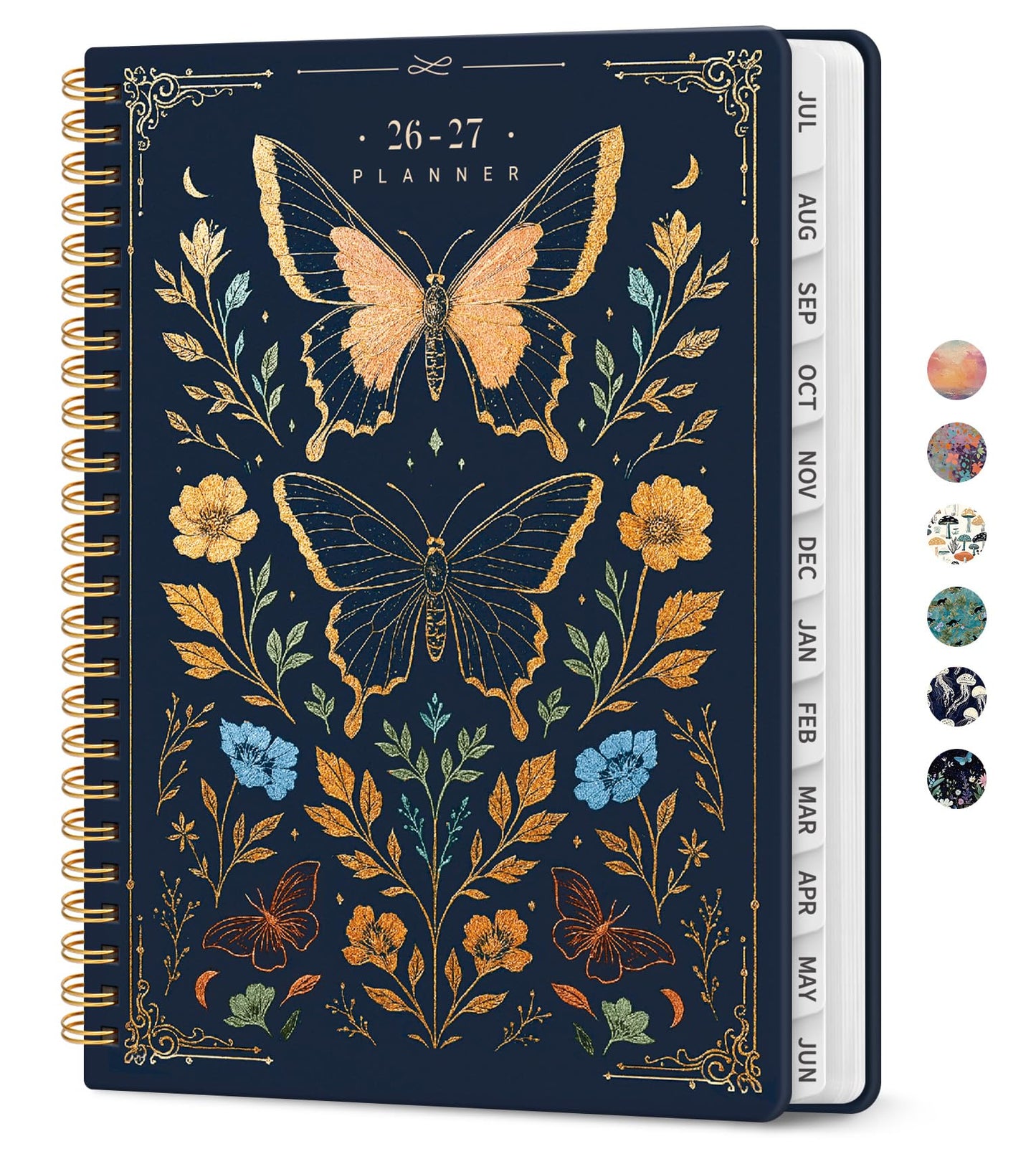 Planner 2026-2027, Academic Year Weekly and Monthly Calender Planner, from Jul 2026 - Jun 2027, Spiral Bound School Planning Book, Perfect for Teacher, Student, Women & Men, A4 (8.5" x 11"), Golden Butterfly