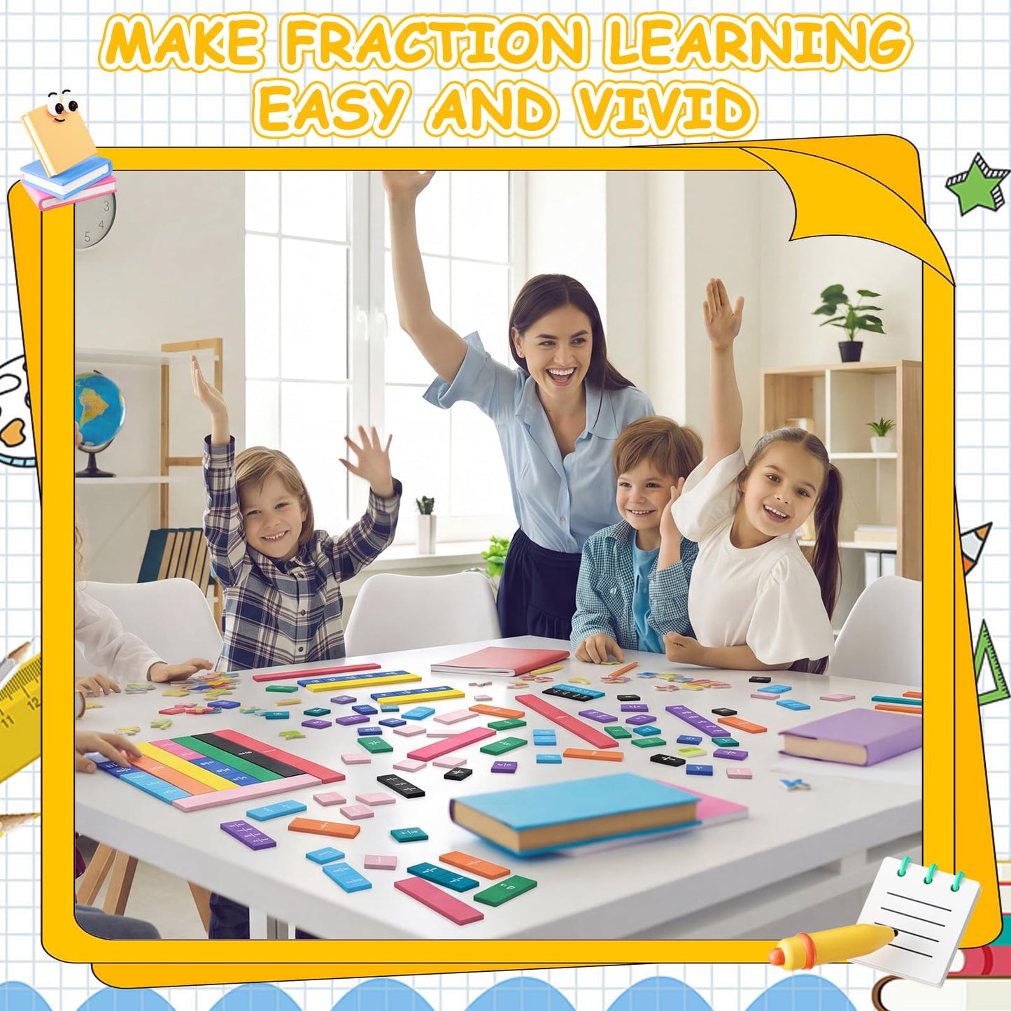 Sayglossy 40 Set Fraction Tiles Set for Math Classroom Rainbow Color Manipulatives Montessori Math Materials for Maths Classroom School Learning Educational Supplies