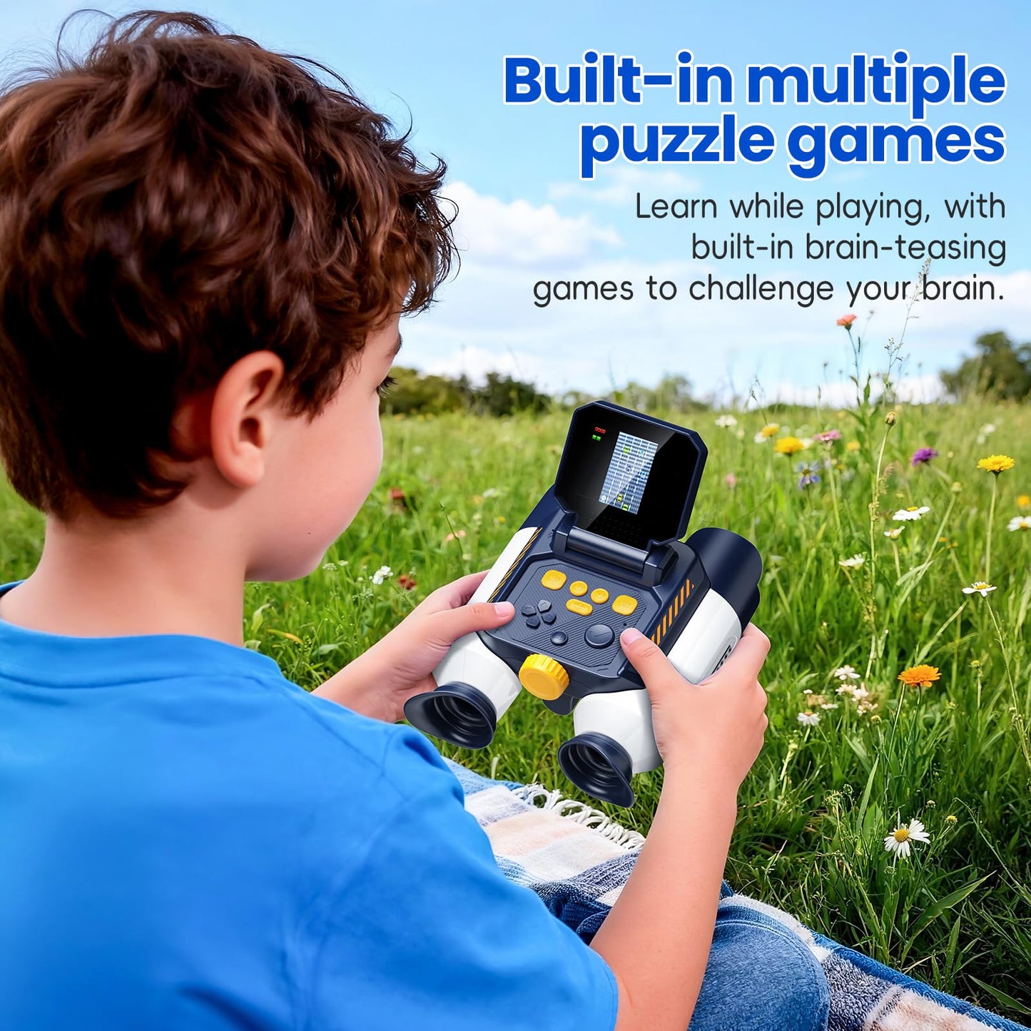 Aspoven Binoculars for Kids, Night Vision with 2.4" Screen, HD Digital Binoculars for Boys and Girls Ages 4-12, Portable Kids Binocular, Photo Video Capture & 9 Puzzle Games (White)