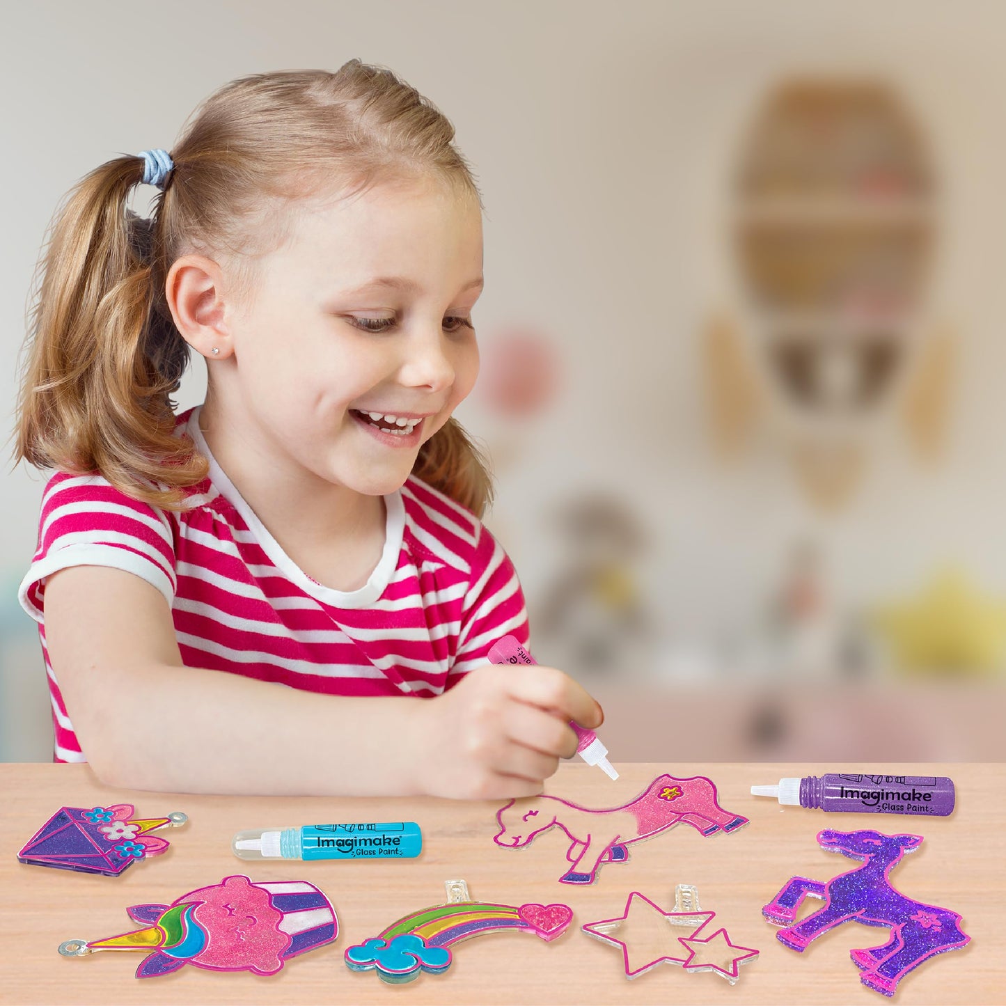 Imagimake Window Art Unicorn | Low Mess Suncatcher Kit | 16 Pieces Glass Painting Set | Kids Activities Ages 5-8 | DIY Craft Kit | Birthday Gift for Girls Ages 5,6,7,8,9,10,12 Years Old