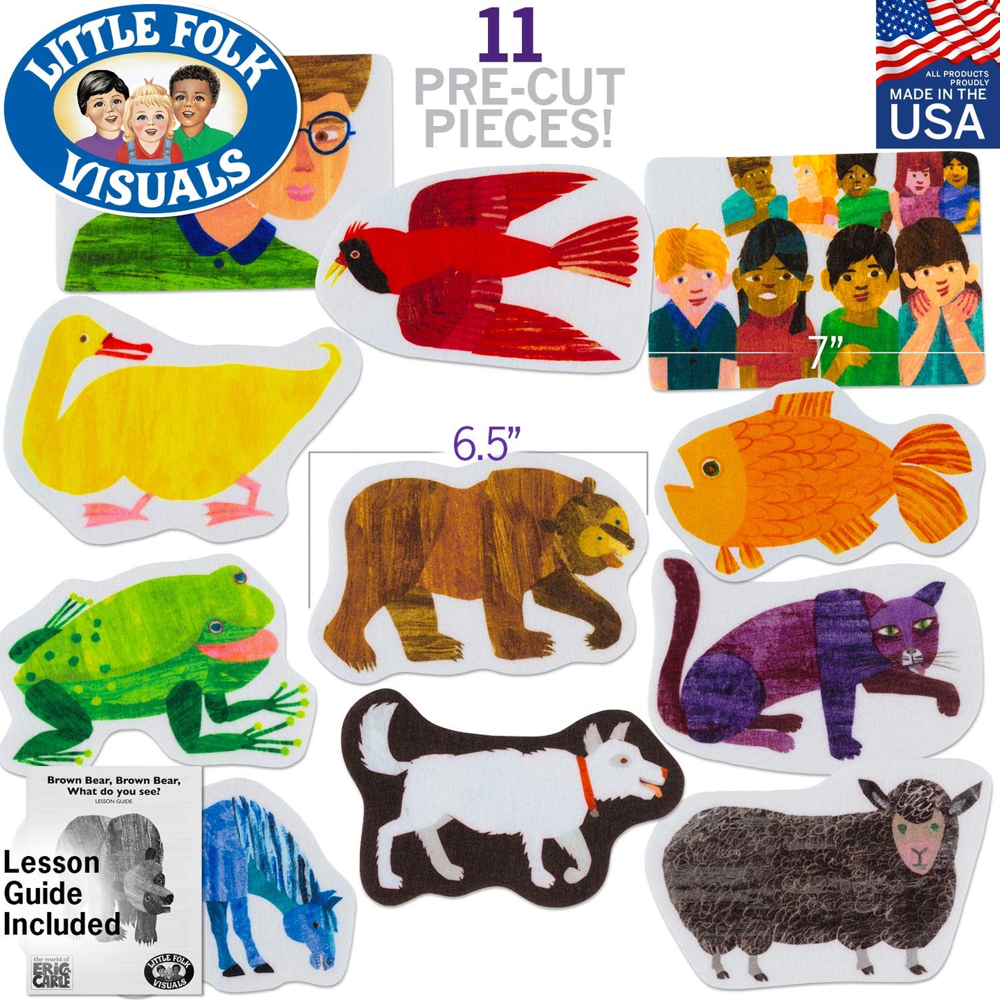 Little Folk Visuals Brown Bear, Brown Bear, What do You See? Precut Felt Pieces, 11 Pieces Set