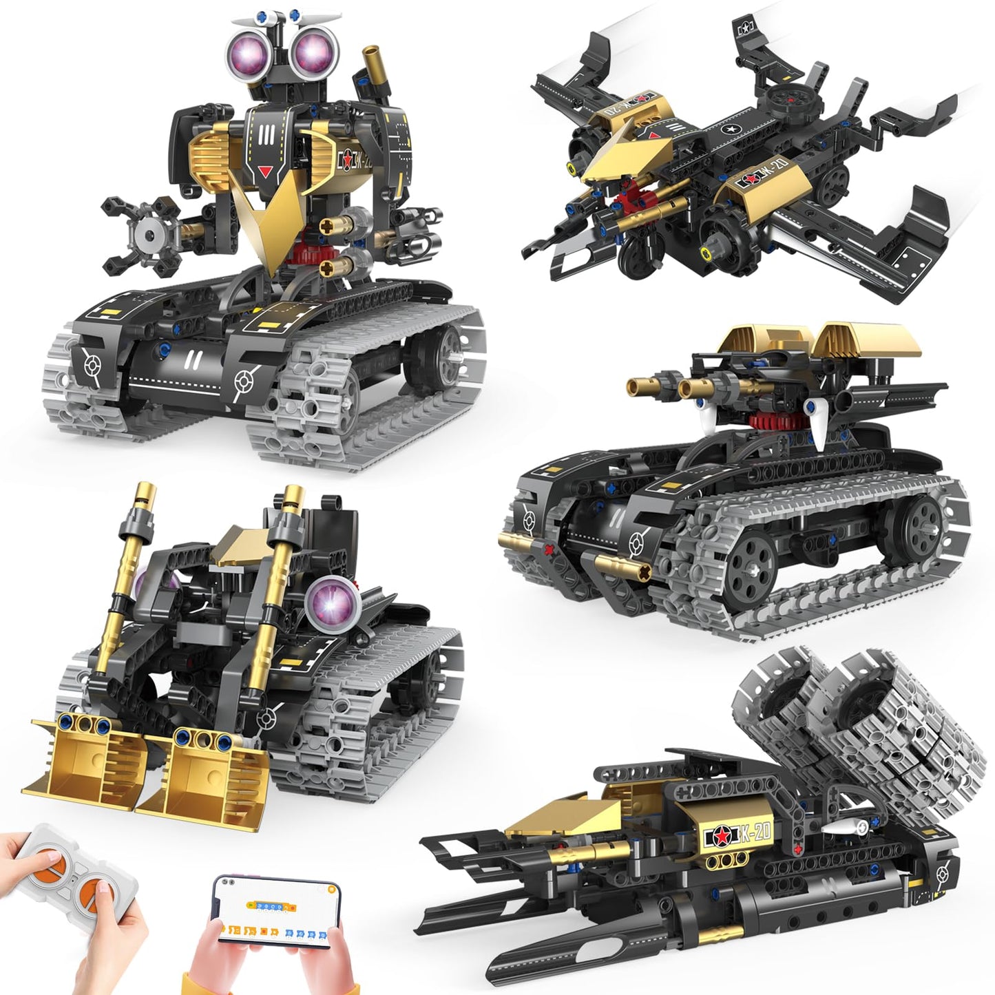 Ansnibe Robot Building Kit with APP/Remote Control STEM Gifts for Boys Age 6-16,Technic Coding Robotic Toys for Kids Birthday, Buildable 5in1 Models with 323+ Pieces
