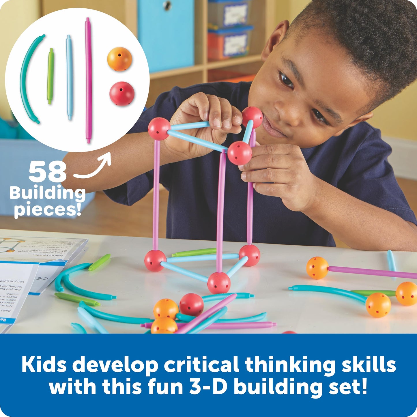 Learning Resources STEM Explorers Geomakers - 58 Pieces, Ages 5+ STEM Toys for Kids, Kindergartner Learning Toys, Shapes for Kids