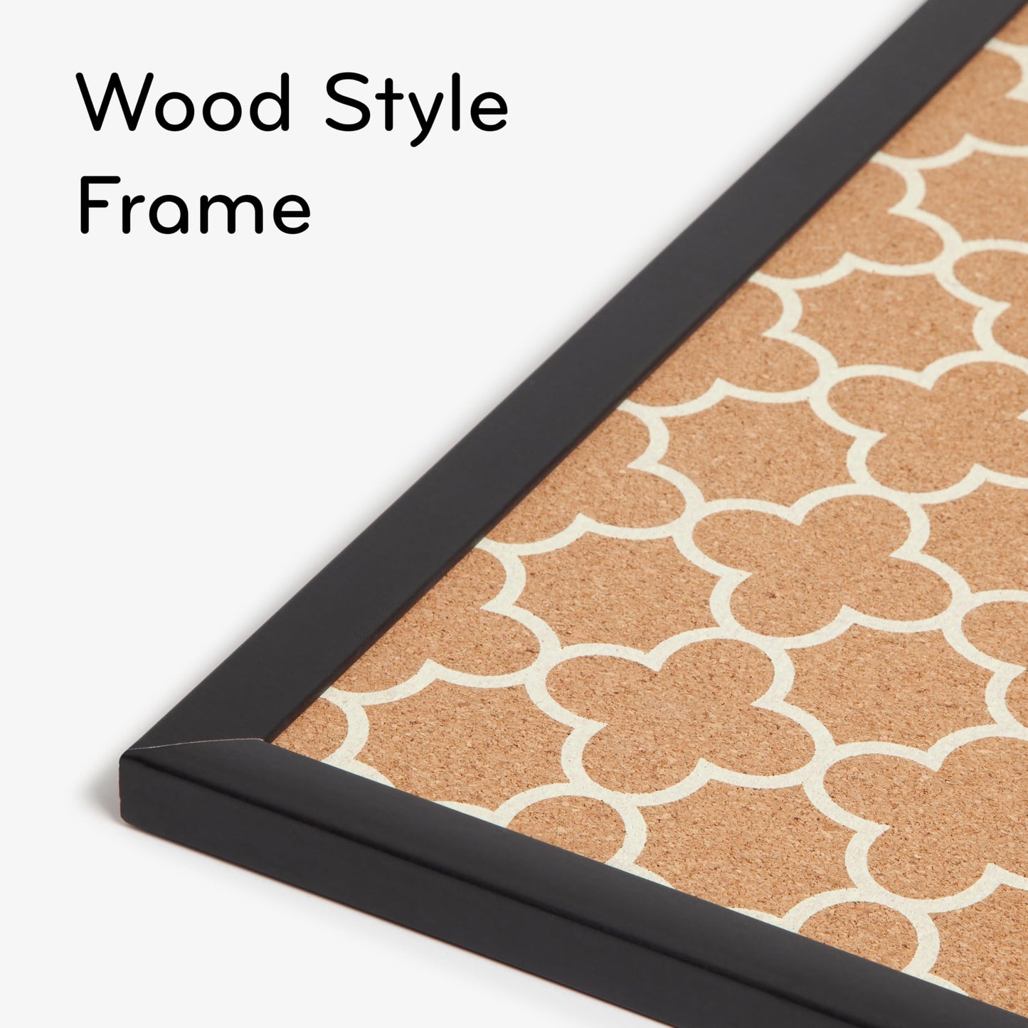 U Brands Cork Bulletin Board, 36" x 24", Black Wood Style Frame, Quatrefoil Design Print, Industrial Grade Pinning Surface