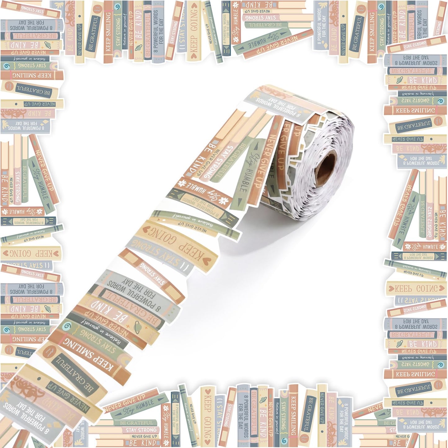 Tenceur 120 ft Bookshelf Border Trim Book Rolled Border Trim Decor Back to School Straight Bulletin Board Set for Library Classroom Poster Board Whiteboard Wall Decoration(Earth,Boho)