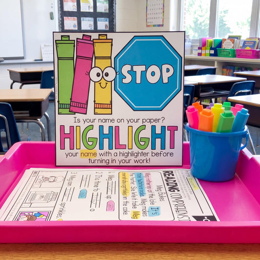 Sabary Classroom Management Tools Highlight Your Name Station No Name Reminder Complete Turn-in Station Kit Teacher Essentials Preschool Elementary Classroom Back to School Student Organization