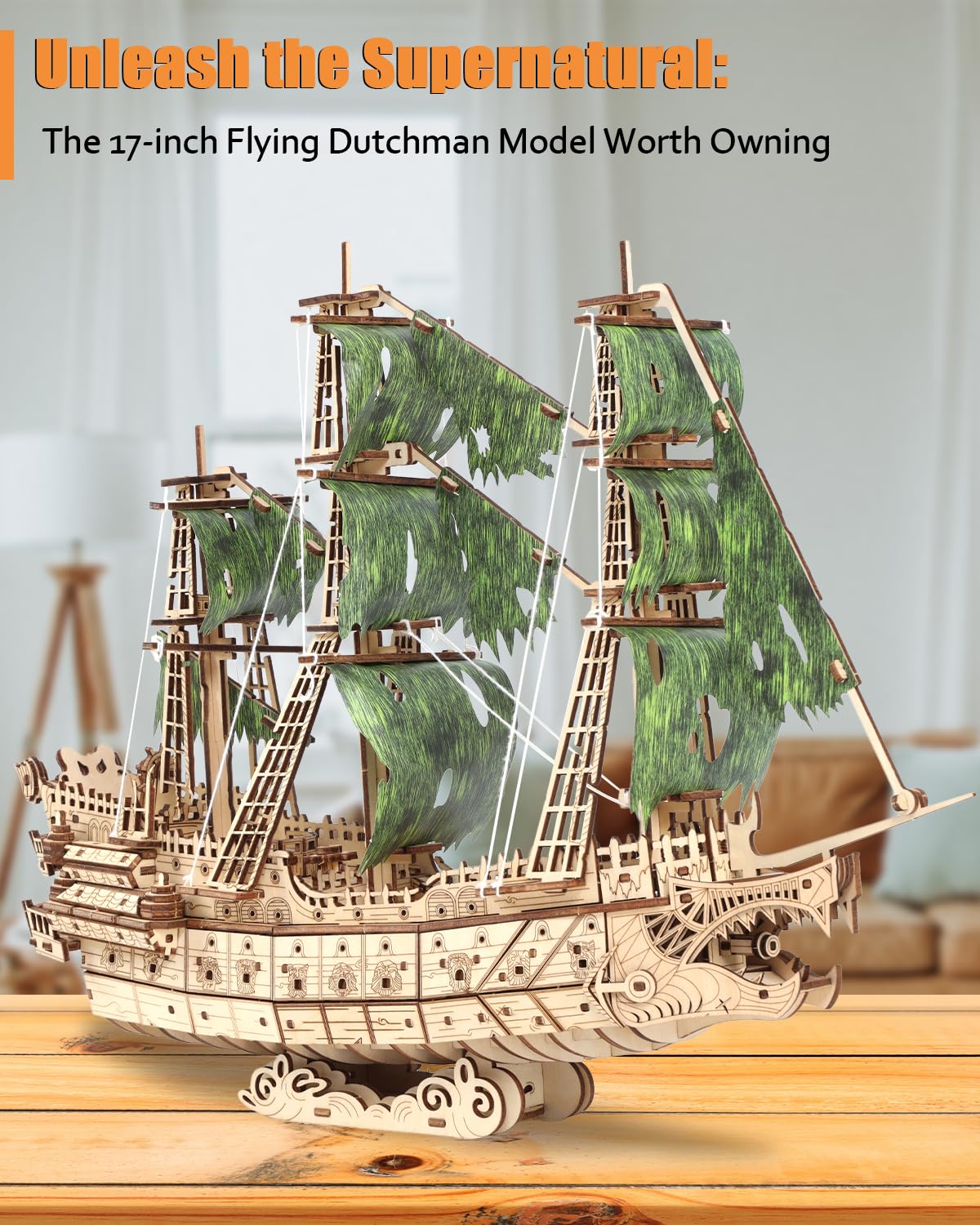 Jigtoy Challenging Flying Dutchman 3D Wooden Puzzles for Adults Pirate Ship Model Kit to Build - Ideal Christmas or Birthday Gift for Puzzle Enthusiasts