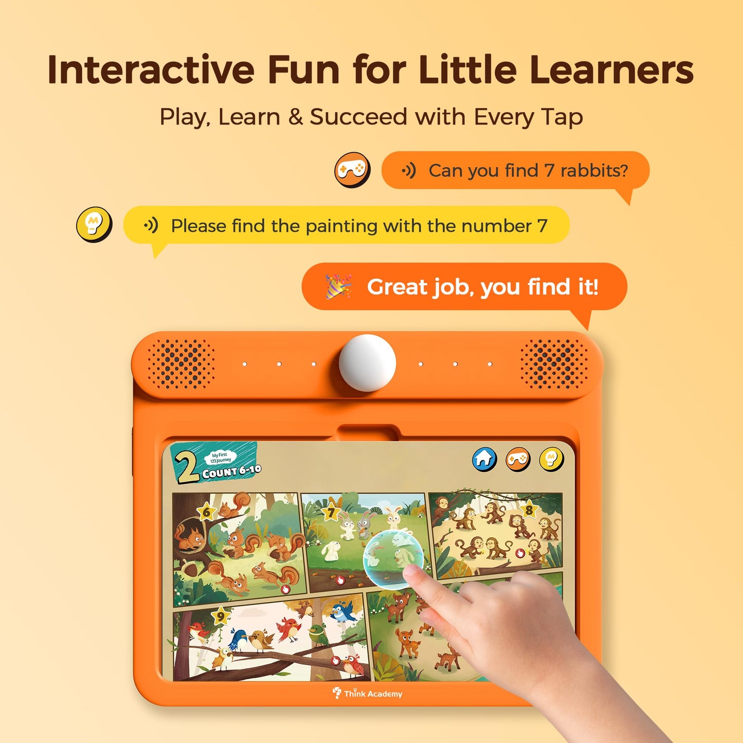 Think Academy Learning Pad for 3+, Age-Optimized Screen-Free Educational Learning Tablet, Learn to Read Phonics Flash Cards with Alphabet, Words, Numbers, Music, Preschool Learning Activities for Kids