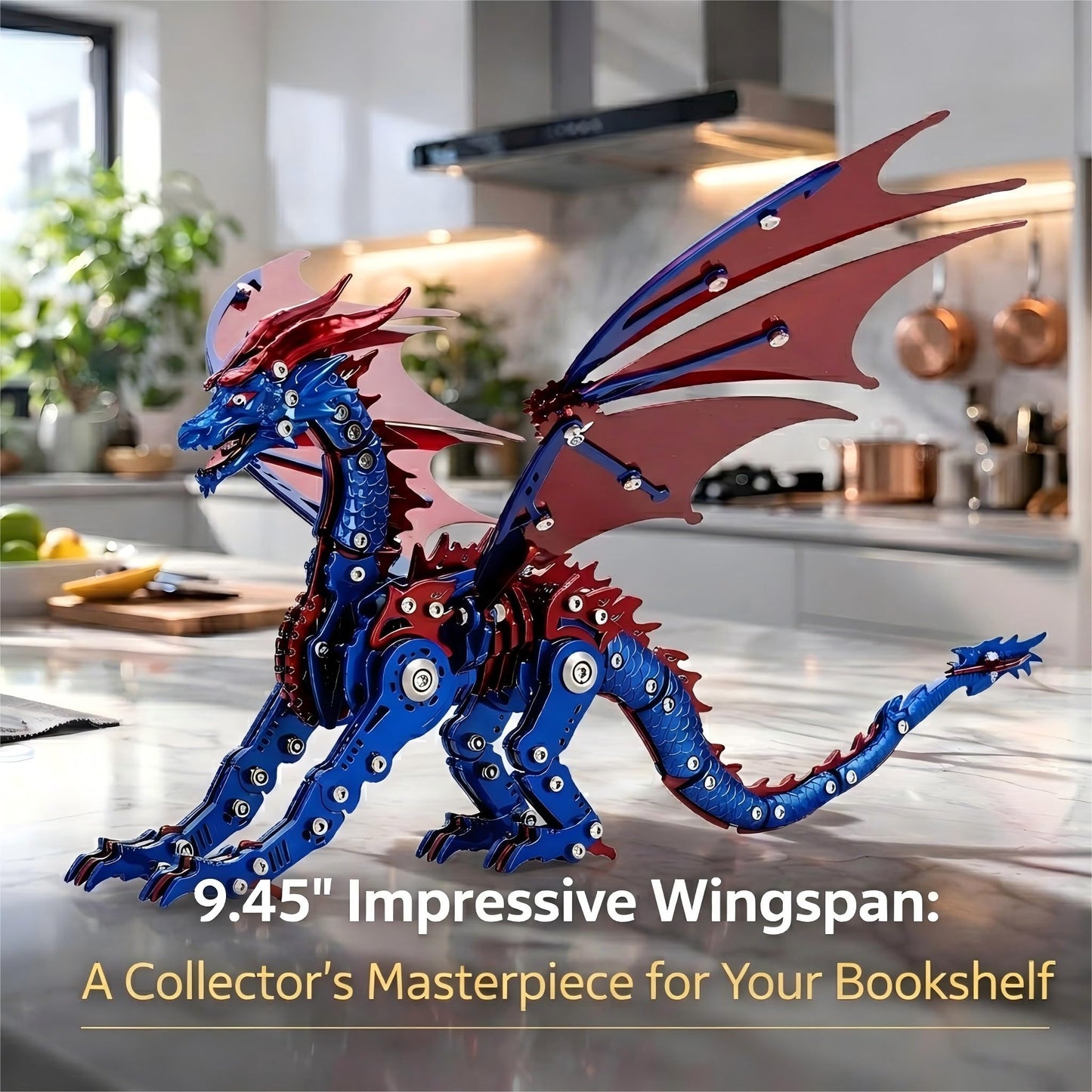 3D Metal Dragon Model Kit for Adults, Mechanical Pterosaur Puzzle, DIY Assembly Steel Model, Challenging Building Kit, Unique Gift for Men Desk Decor