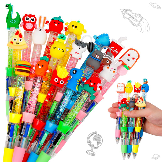 CZWZ 20Pcs Multicolor Pens in One 4-in-1 Cute Pens Bulk for Kids, Ballpoint Pen for Birthdays and Children's Parties, Fun Gifts Assorted Ink Kawaii Pen(Style 1)