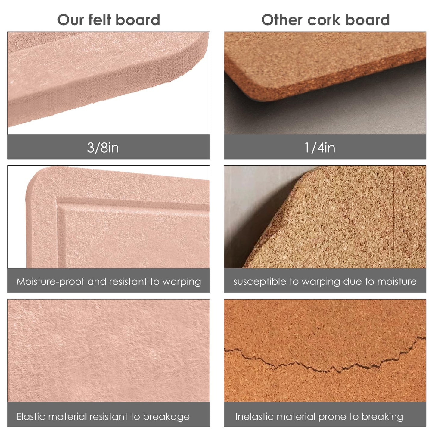Large Bulletin Board - 48 x 36 Inches, Decorative Felt Pin Board for Wall - 4' x 3' Foldable Photo Display Board with Self-Adhesive Tape,Includes 20 Push Pins - Mauvey Pink