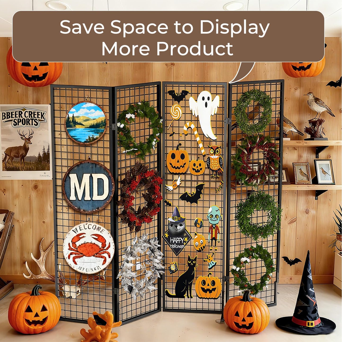 DEMEGA Grid Wall Panels Foldable Gridwall Panel Display Stand Art Show Display Panels for Vendor Events Craft Shows Merch Display