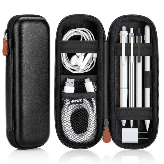 AGPTEK Case Holder for Apple Pencil, Slim PU Leather Carrying Case Pouch Cover Compatible with Apple Pen Accessories, USB Cable, Earphone,Samsung Stylus iPad Pro Pen/Pencil, Recording Pen, Black