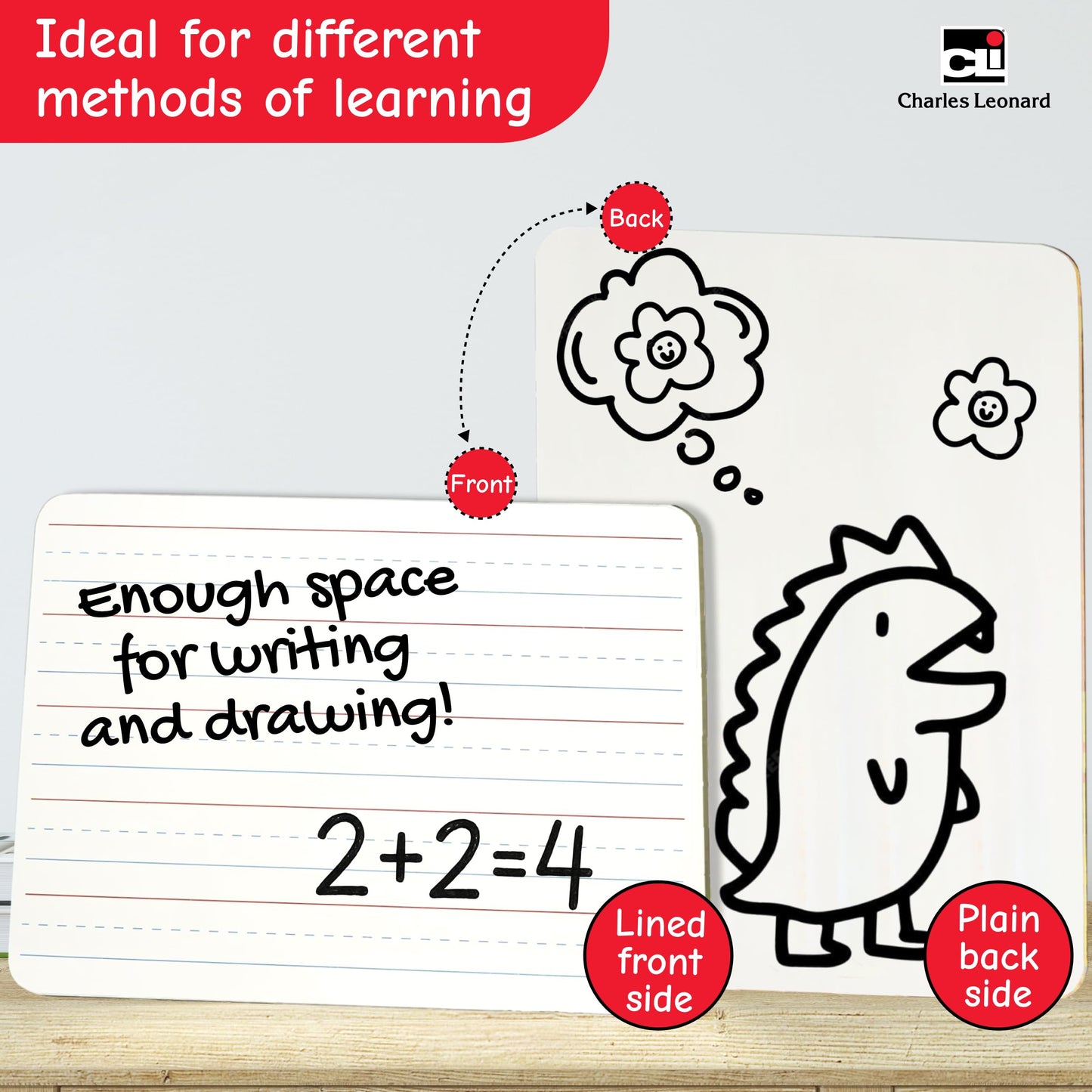 Charles Leonard Dry Erase Board Class Pack - Includes 12 Plain/Lined 2-Sided Boards, 12 Erasers and 12 Black Markers, in a Re-Useable Box (35030)