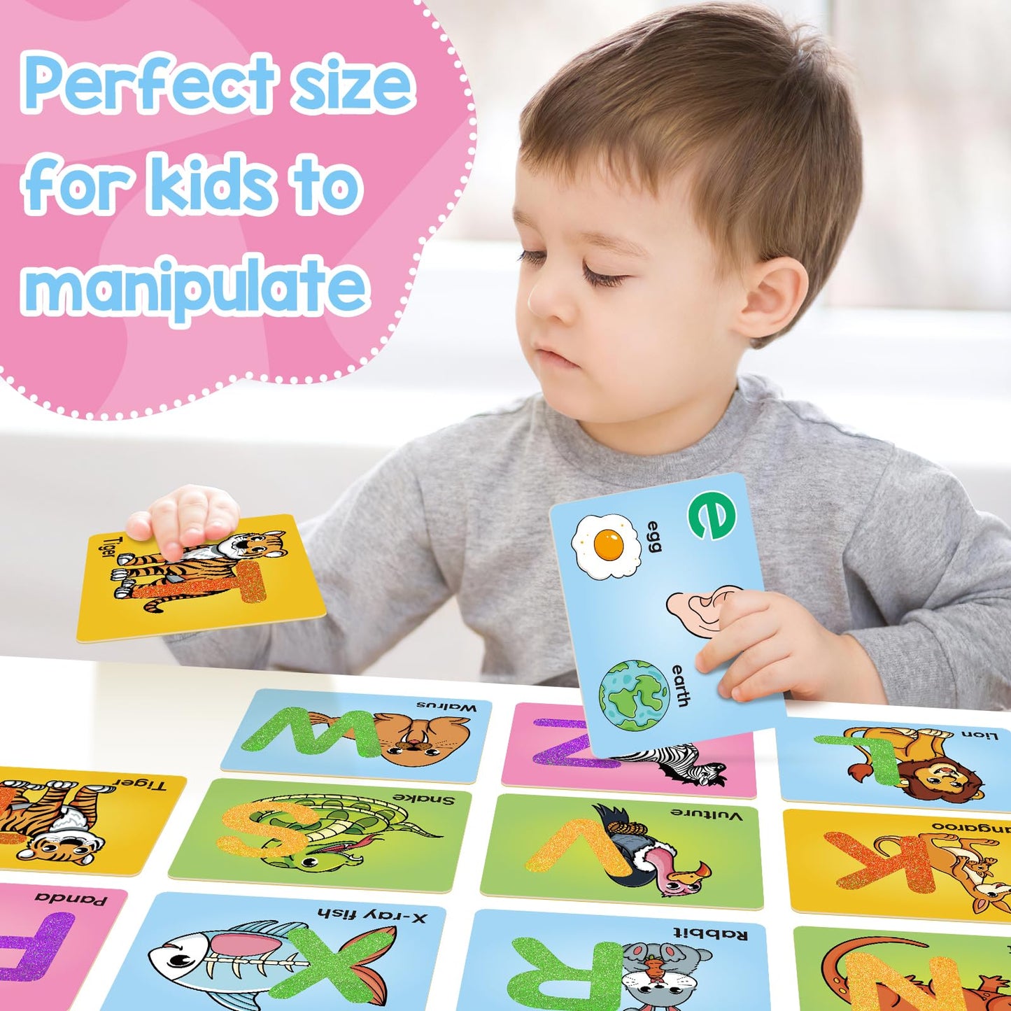 Broytain Sandpaper Letters Cards for Toddlers 3+,Word Games,Speech Therapy Toys for 3 4 5,Sensory Products, Educational Flash Cards,Learn Animals and Others