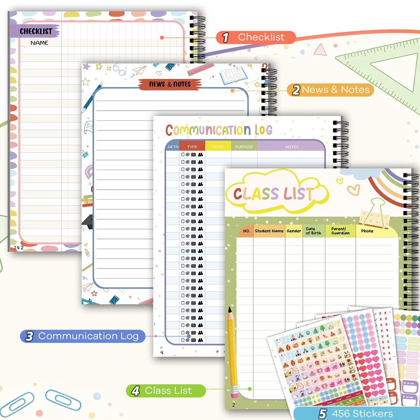 AECCN Teacher Planner 2026-2027 Academic Year, 8.5" x 11" with 7 Period Lesson Plan Book, Weekly & Monthly Planner with 110gsm Thick Paper, Cute School Supplies & Teacher Supplies for Classroom Organization