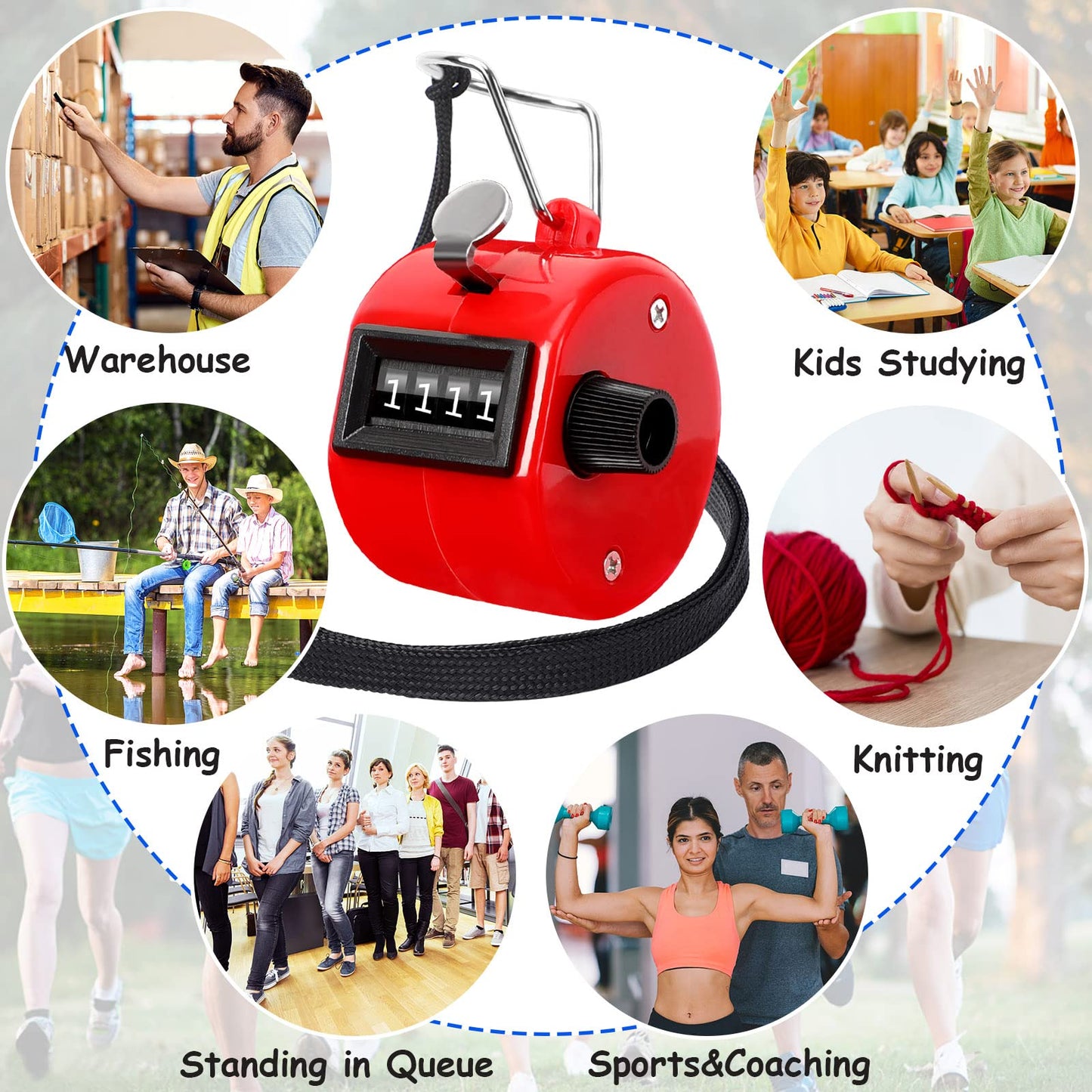 PETKNOWS Colors Handheld Tally Counter Clicker, 5 Pcs 4 Digital Number Click Counter for School Event Golf Sports Office Stadium