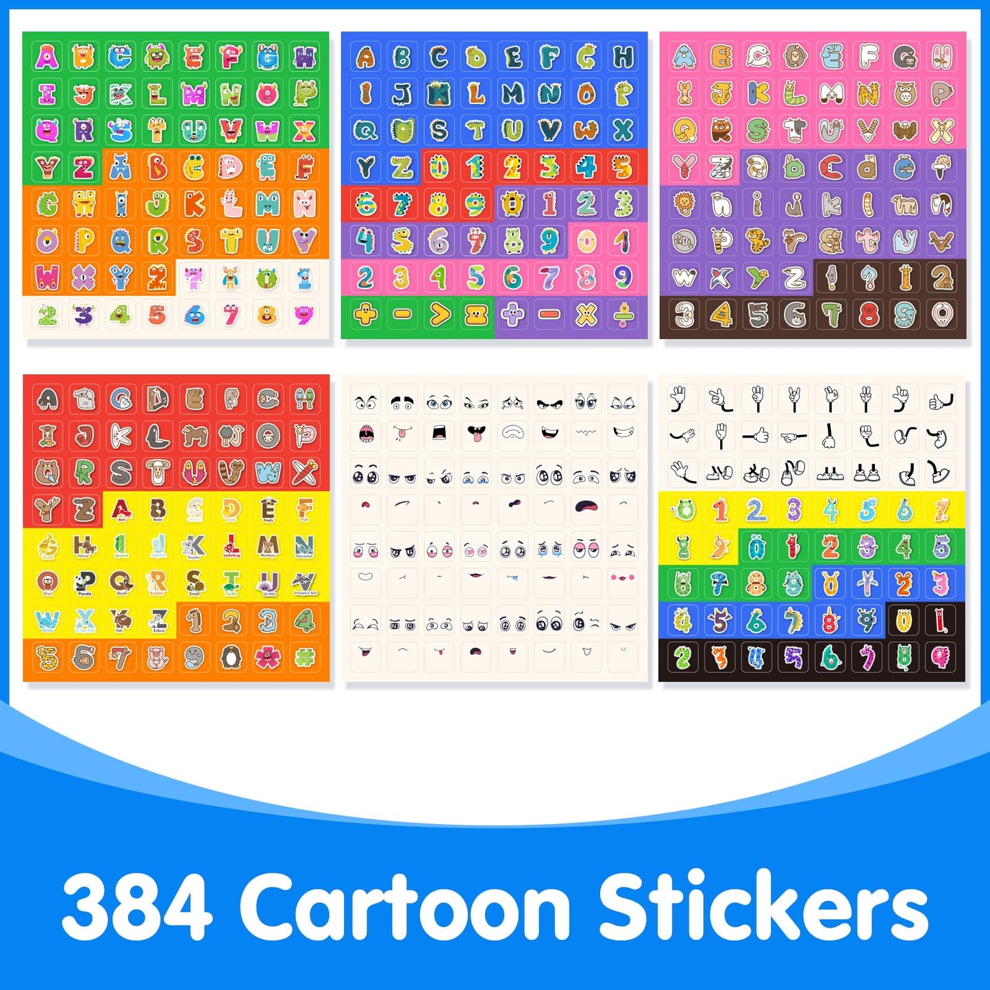 Odoorgames 100 Pcs Math Linking Cubes with 384 Cartoon Stickers - STEM Counting Cubes & Math Manipulatives for Kids, Learning Activities for Kindergarten & Elementary School