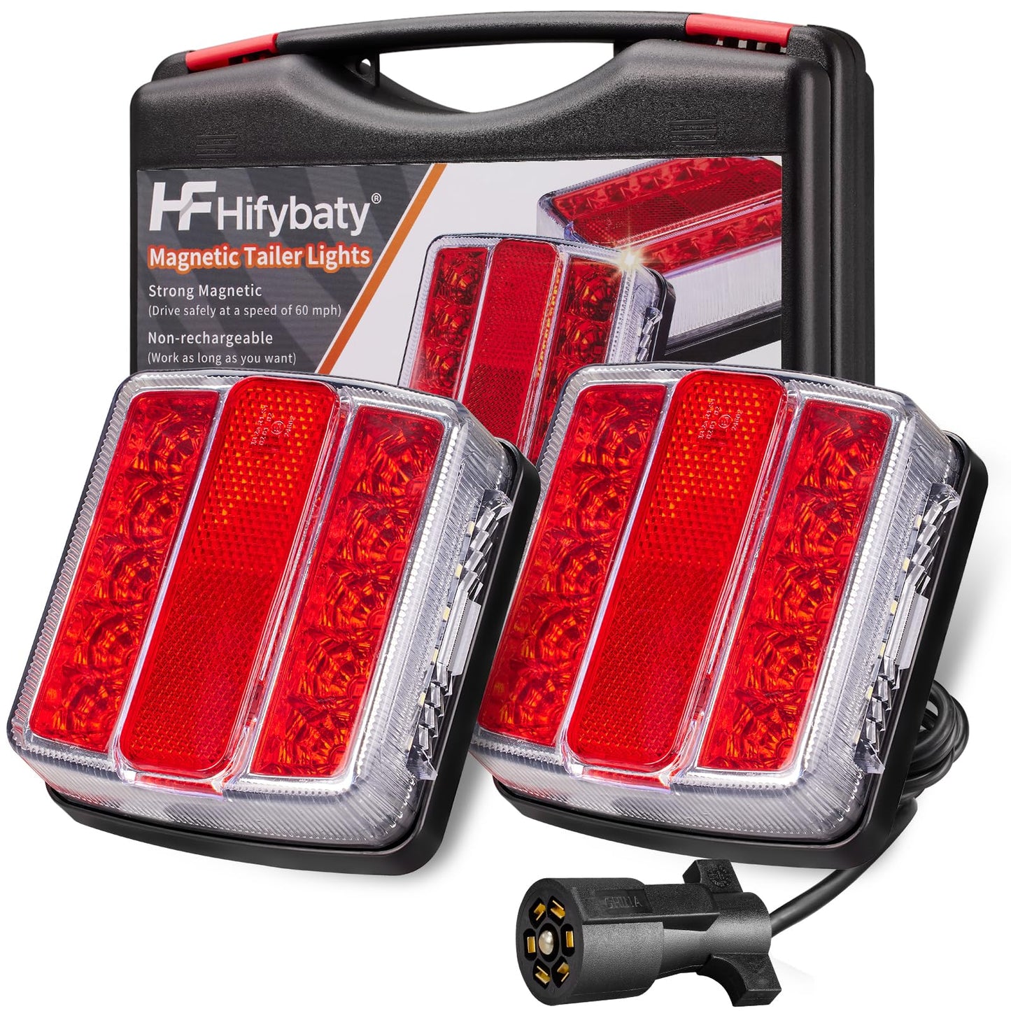Hifybaty Wireless Trailer Light Kit - Rechargeable Magnetic LED, Waterproof, Model Z_T033S, Red, Size Trailer Light Kit_A