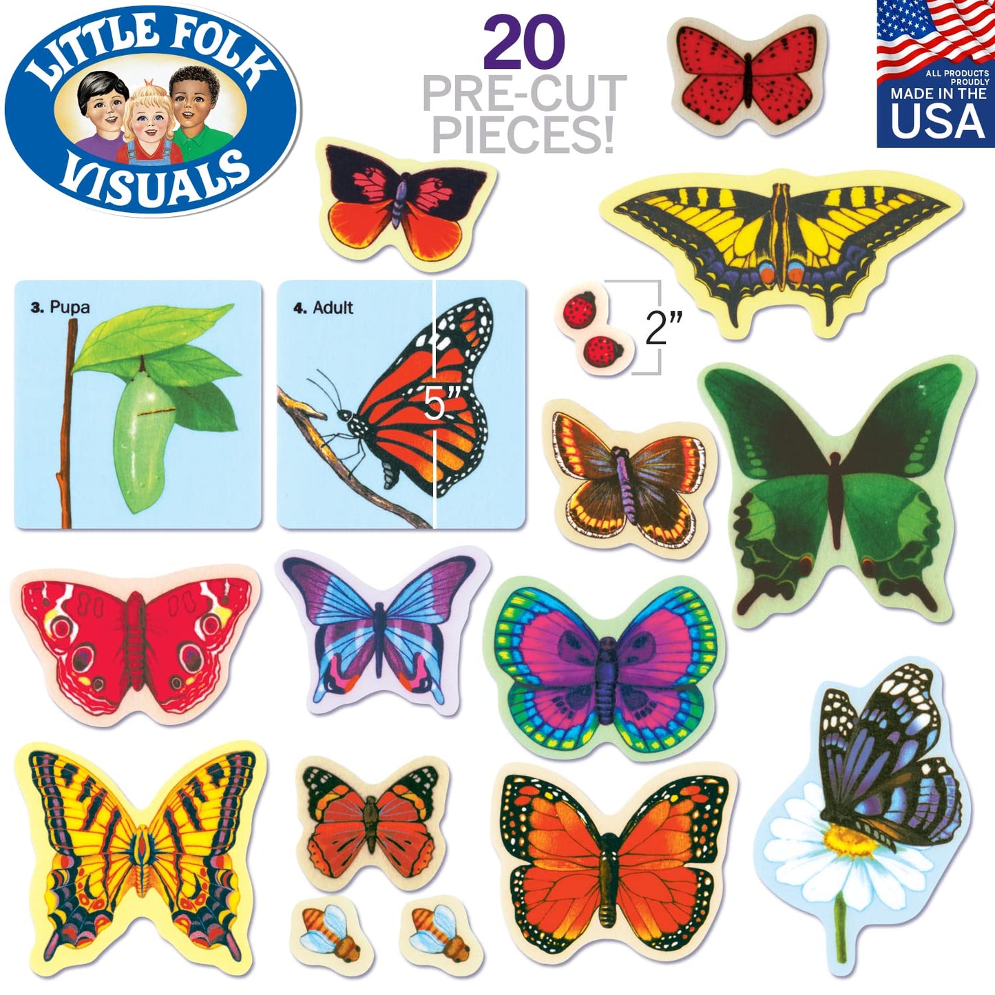 Little Folk Visuals Butterflies Precut Felt Pieces, 20 Pieces Set