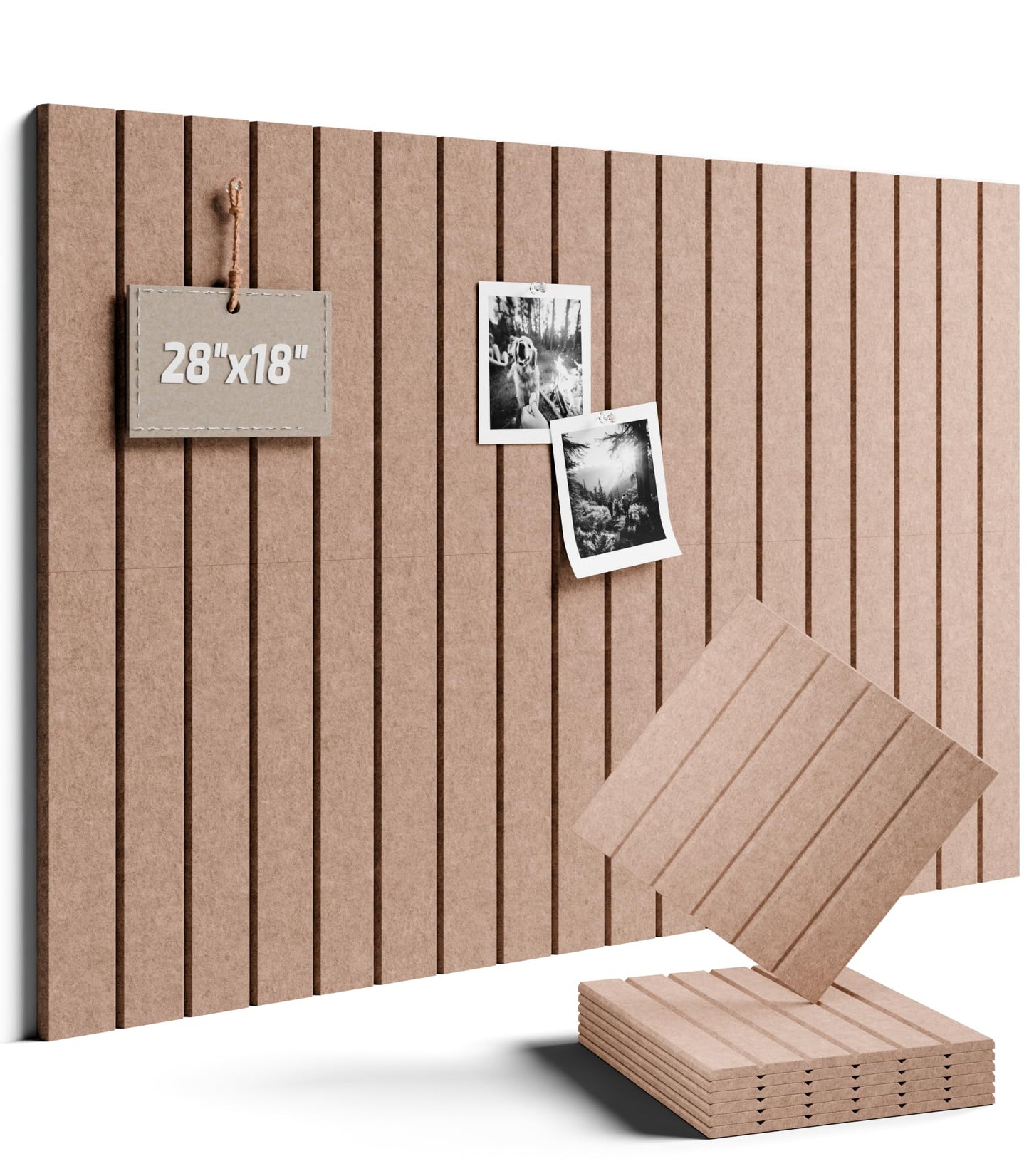 Felt Bulletin Board Tiles -28"x18" with 40 Adhesive Tabs, Cork Board Alternative for Office Decor, Push Pin Board Wall Organizer 6-Pack (Terracotta)