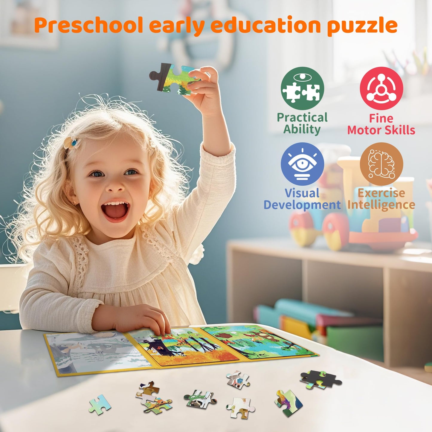 Magnetic Puzzles for Toddlers 3-5 3-5 60PCS-3 Season Themes Magnetic Puzzles for Kids 4-6 Travel Puzzle for Airplane/Car/Road Trip/Gift Toys for 3 4 5 6 7 8 Girls and Boys