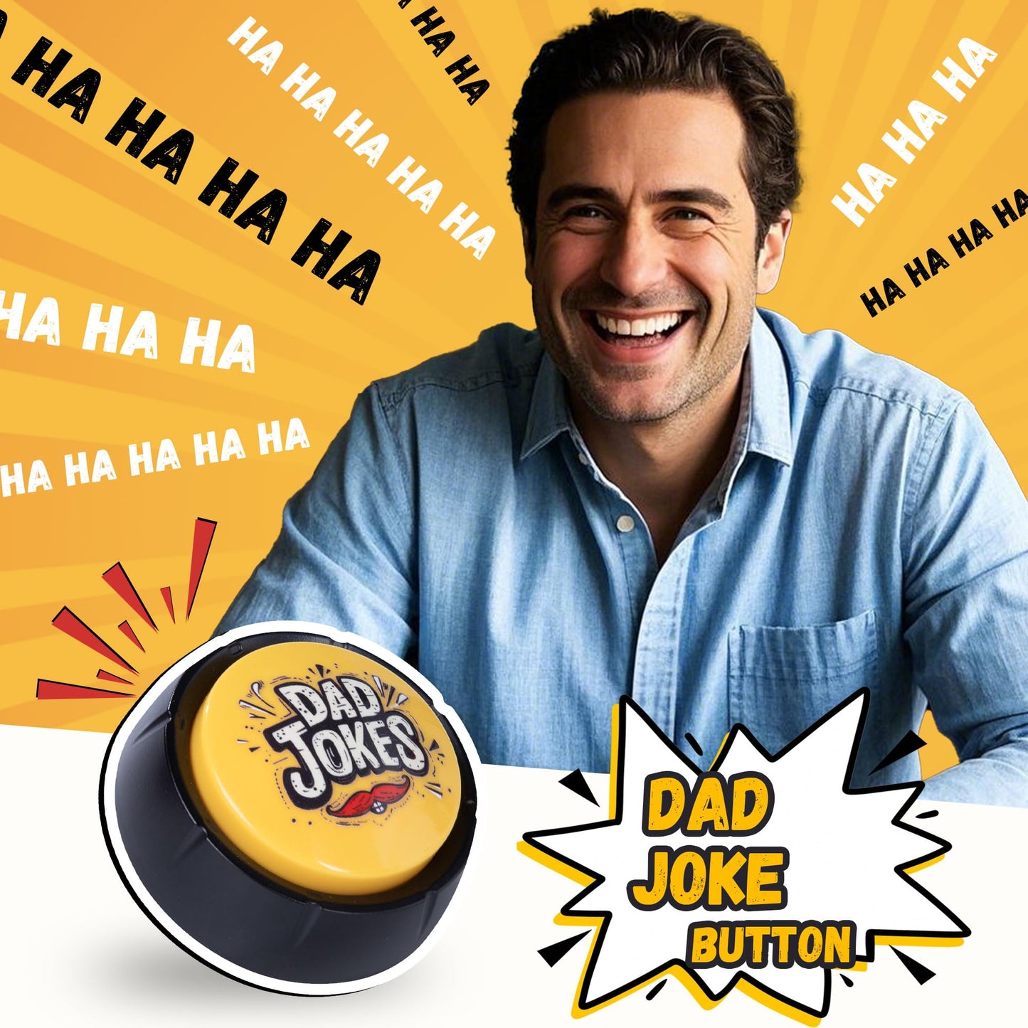 Loudmore Gifts for Dad and Fathers-Talking Button with Funny Jokes Gifts from Daughter and Son White Elephant Gifts Gag Novelty Buttons Men Birthday Gift