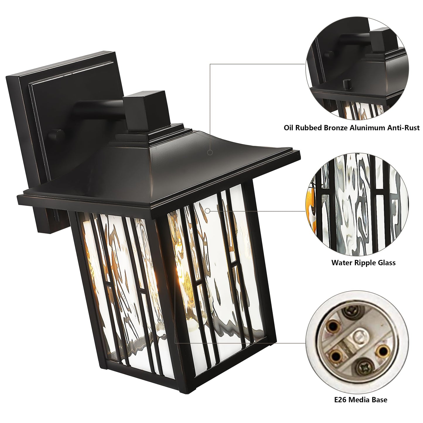 OUPAVOCS Outdoor Wall Lights, Waterproof Wall Lantern, 2-Pack, Oil Rubbed Bronze, Metal, Model OWL