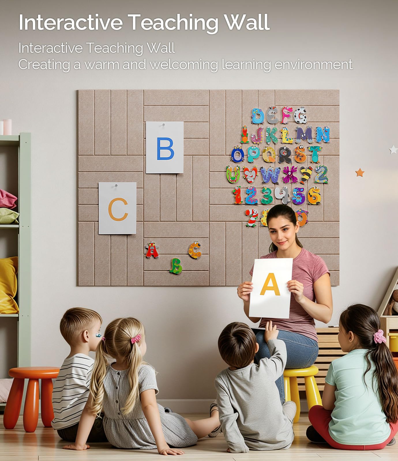 Bounmer Large Cork Board Alternative 48“ x 36”, 12-Pack Felt Bulletin Board Tiles with 60 Safe Removable Adhesive Tabs & 30 Pushpins, Cork Boards for Office Walls Decor (Taupe)