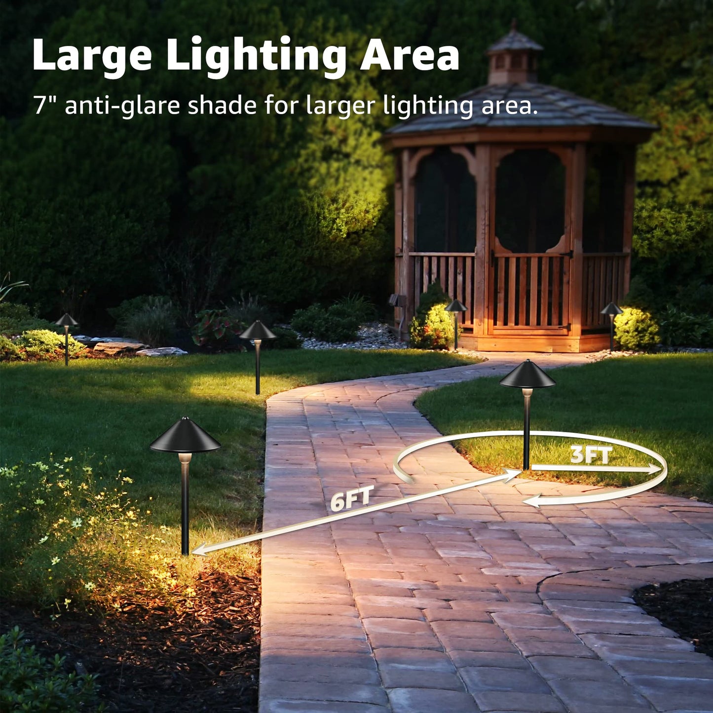 SUNVIE Low Voltage Landscape Pathway Lights 12-24V 3W LED IP65 Waterproof Aluminum Black 8 Pack Model LSBWB0308C