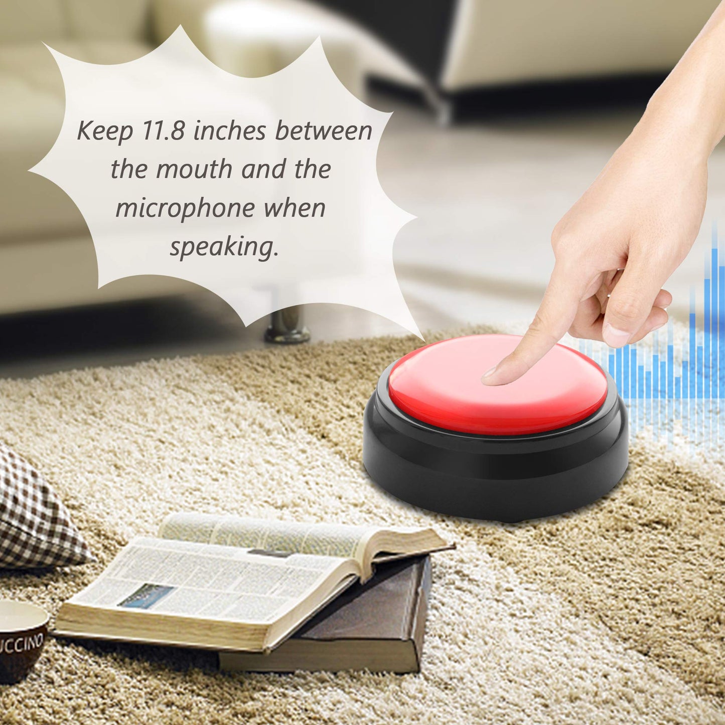 Crsfoisr Recordable Sound Button - Pet Training Voice Recorder Buttons | 30-Second Custom Prank Sound Button for Gifts, Parties & Dog Commands Talking Answer Buzzers Funny Buttons (Battery Included)