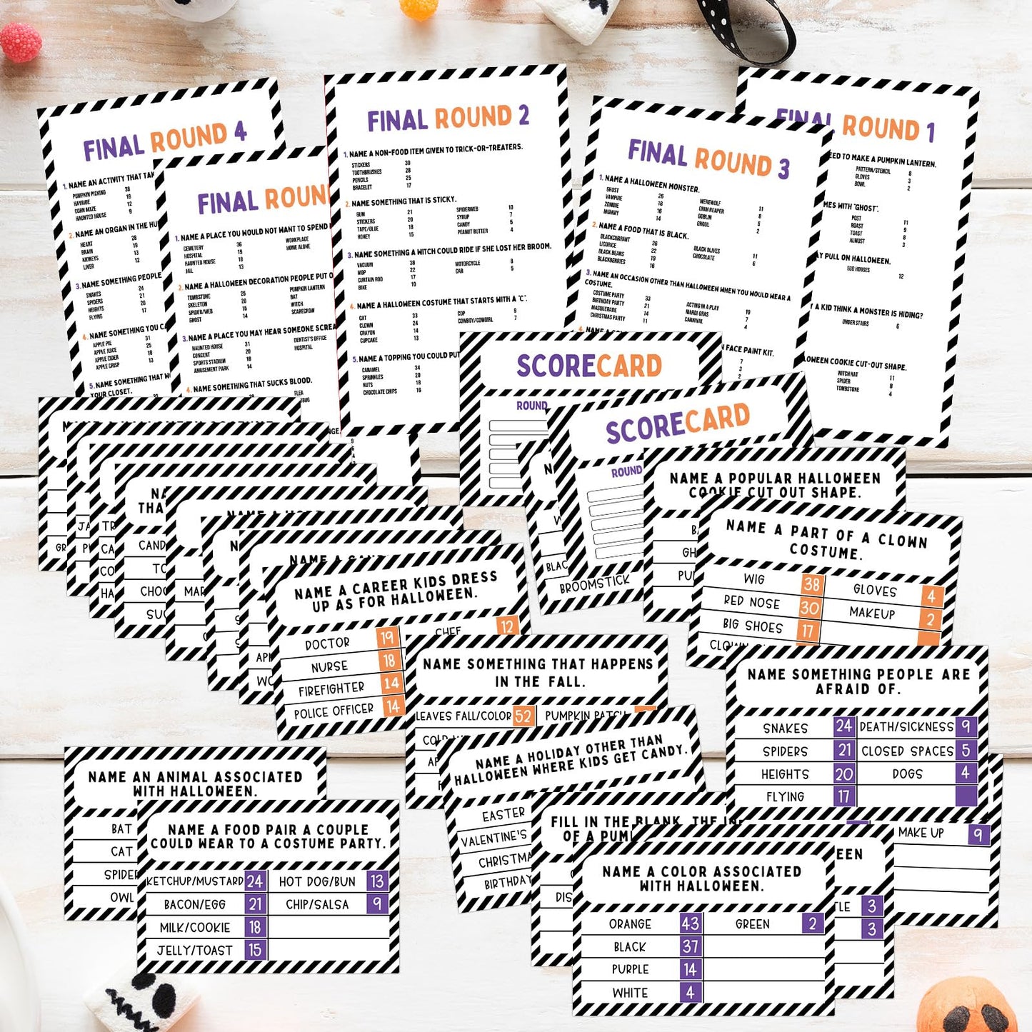 Humyoun Halloween Party Friendly Feud Game with 2 Answer Buzzers, Team Building Feud Cards for Holiday Game Night Fun Trivia Quiz for Groups Office Class