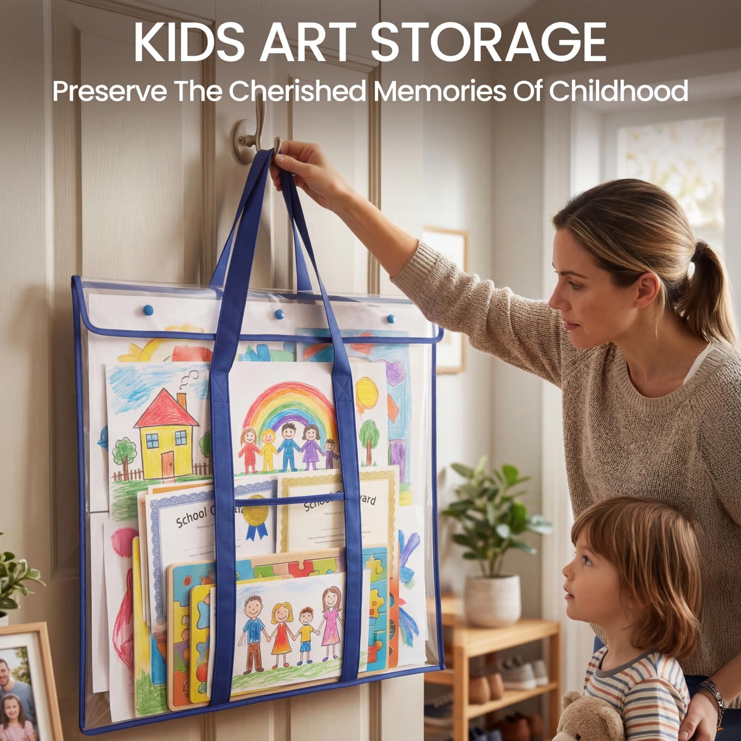 GAMENOTE 2 Pack Large Poster Storage Bag (31.5"×25.5") Bulletin Board Holder Art Portfolio Container for Teachers Classroom Organization