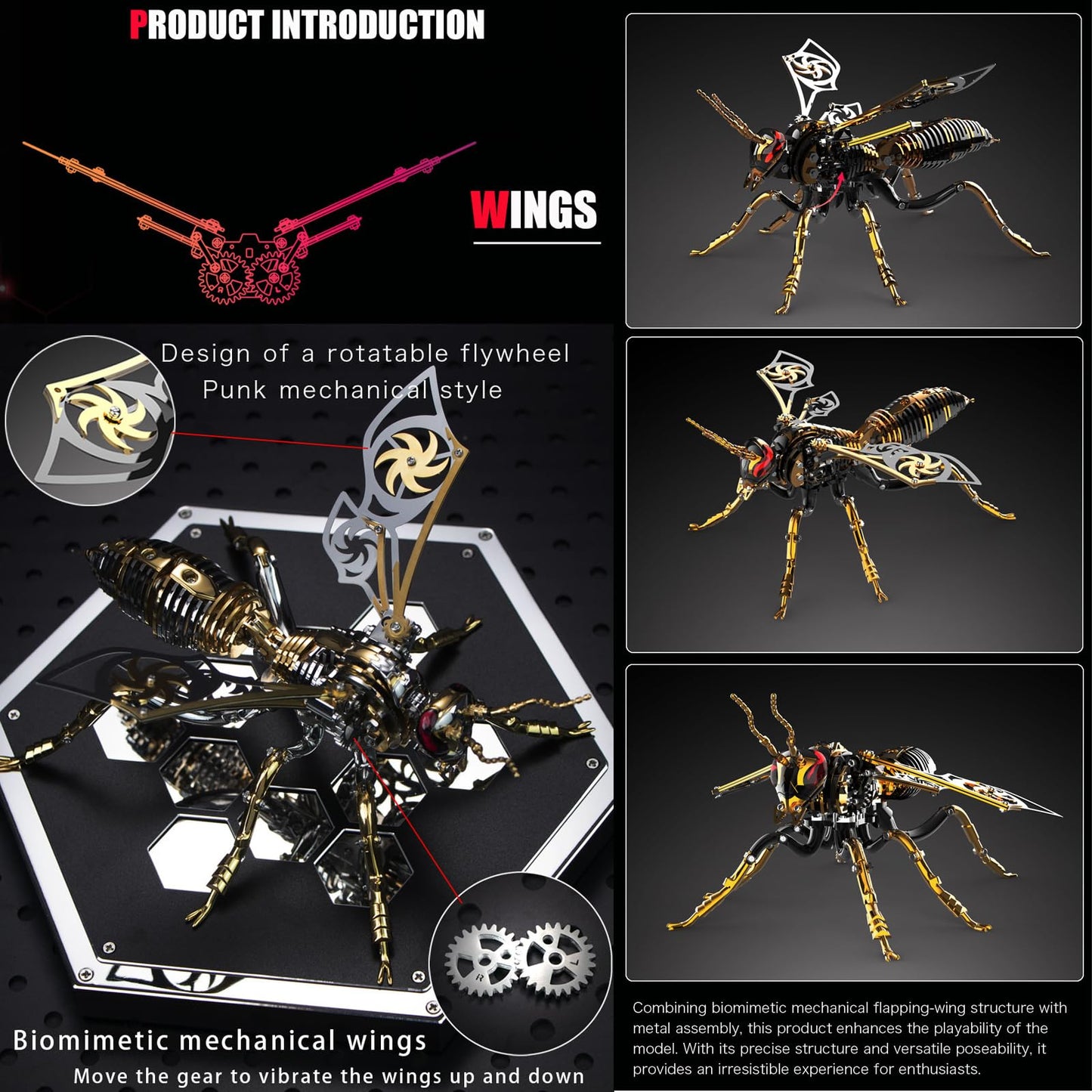 3D Metal Puzzles for Adults Mechanical Wasp Model Kits Building Blocks the Northern Giant Hornet Difficult DIY Assembly for Men