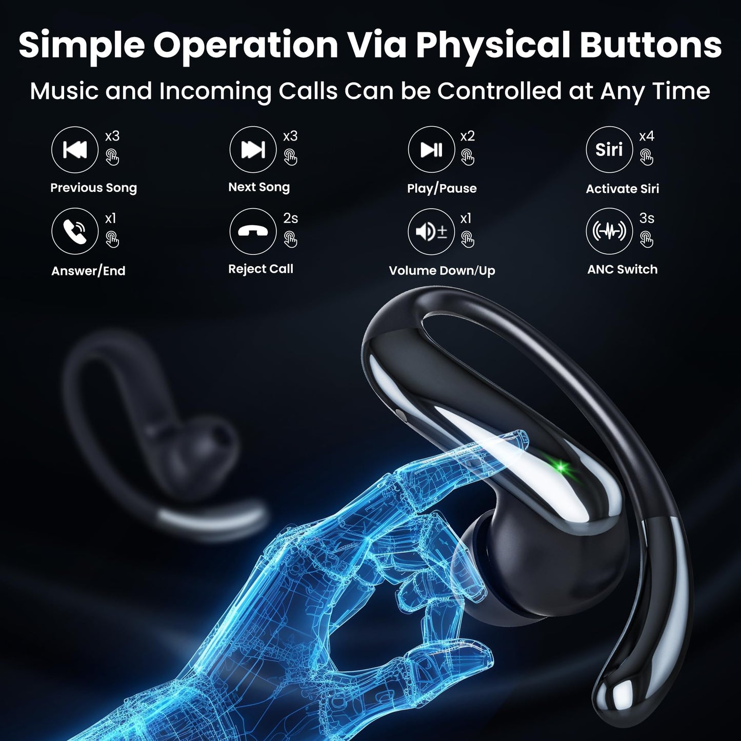 RichEast AI Translation Earbuds Real Time with Audio and Video Calls, 4-in-1 Bluetooth 6.0 Translator Headphones with 6 Translation Modes/Meeting Notes & ANC, Audifonos Traductores Ingles Espaol Black