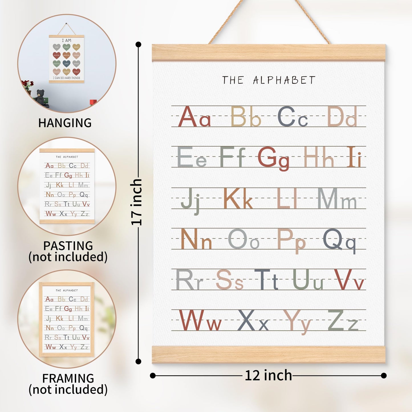 EliteSign Educational Preschool Learning Posters, Alphabet Numbers Posters for Toddlers, ABC Banner Wall Hanging Posters Decor for Classroom Playroom Nursery Kids Room, 12x17 Inch Set of 2