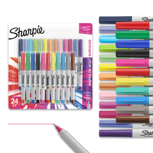 Sharpie Color Burst Permanent Markers, Ultra-Fine Tip, 24 Count - Writing, Drawing, Arts & Crafts, Teacher Supplies