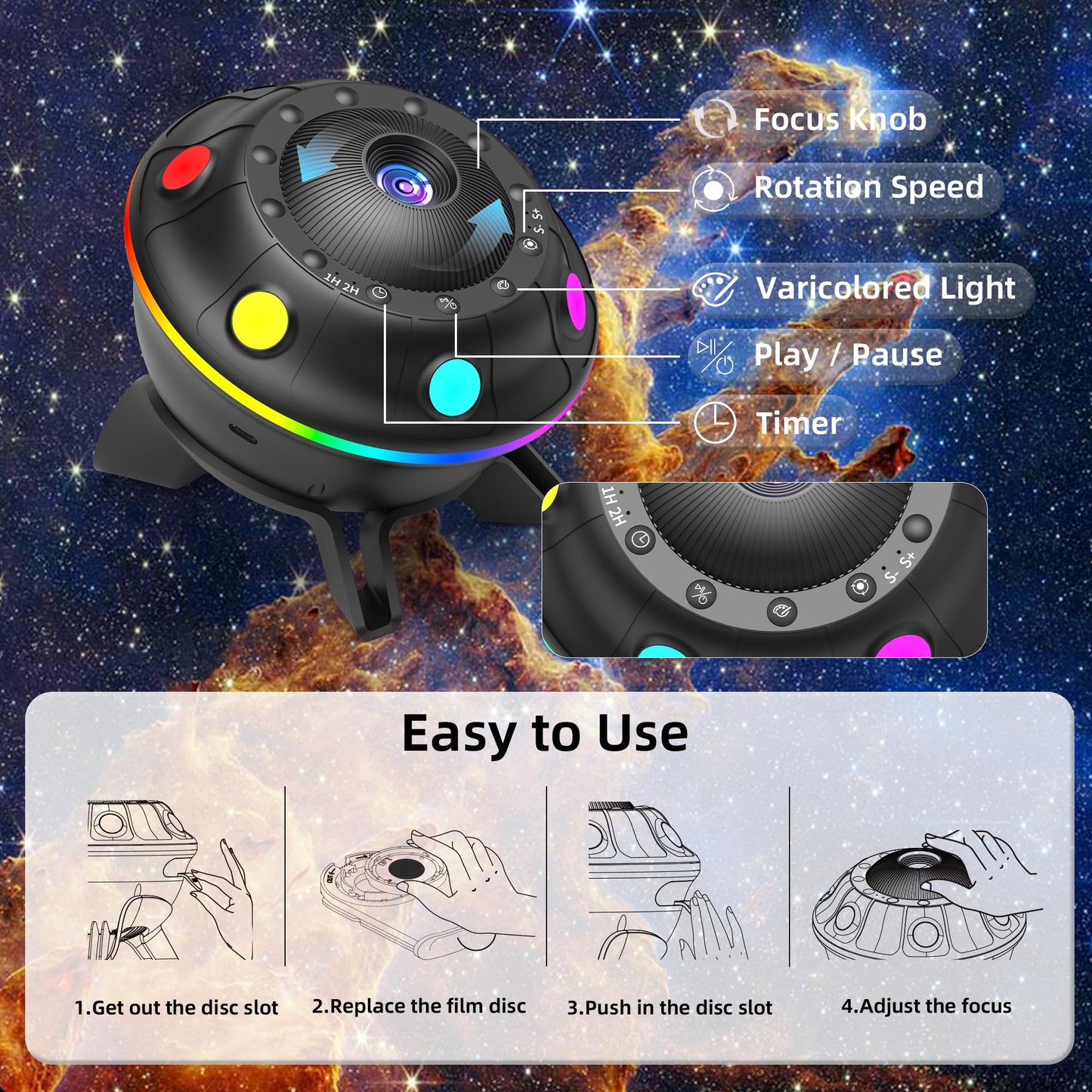 Galaxy Projector for Bedroom, 13 in 1 Planetarium Star Projector with Solar System & Constellation, 360° Rotating Galaxy Light Projector, Space Night Light Projector for Kids Adults Gifts