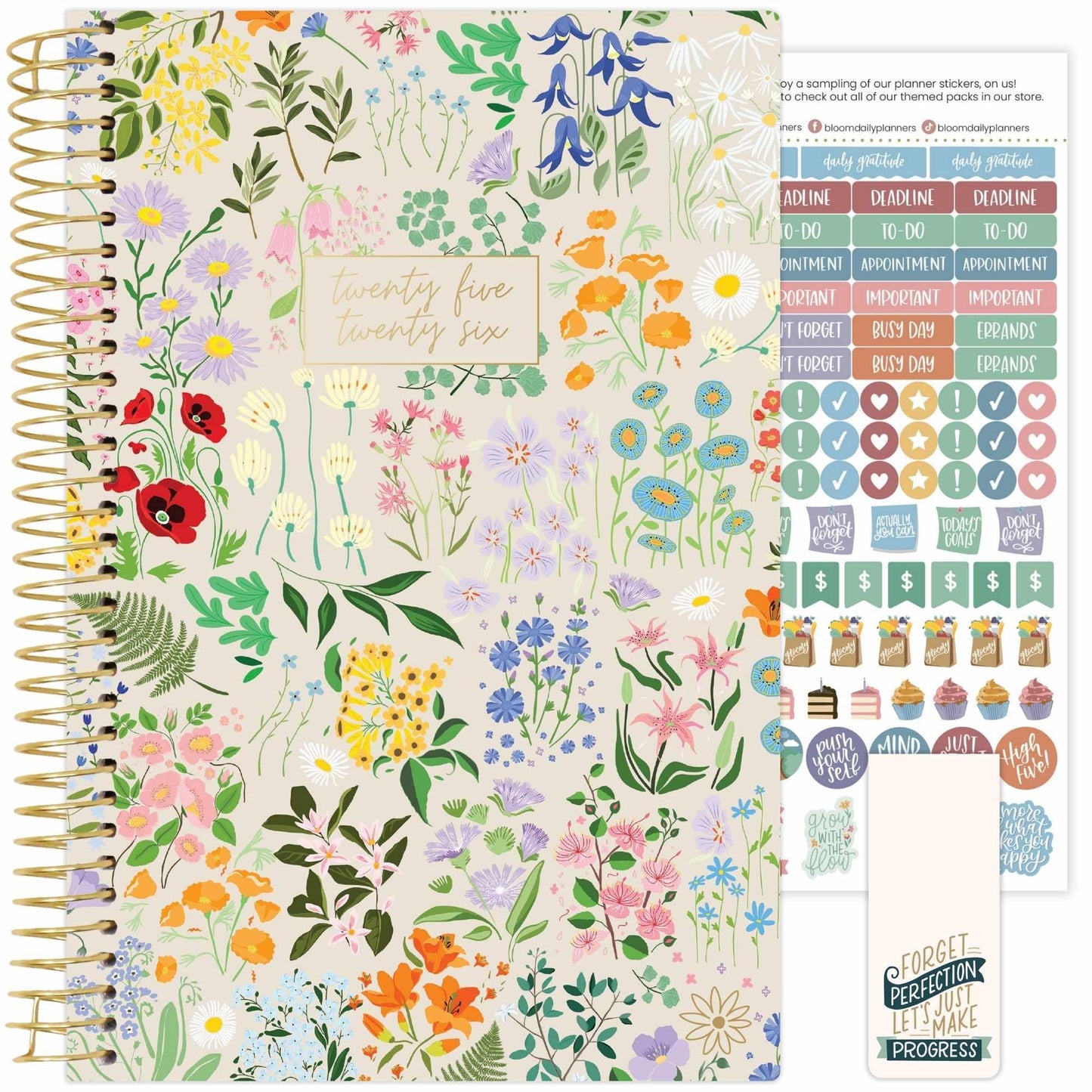 bloom daily planners 2025-2026 Academic Year Pocket Planner (July 2025 - July 2026) - 4” x 6” MINI Weekly Monthly Agenda Organizer & Calendar Book - Garden Party, Beige