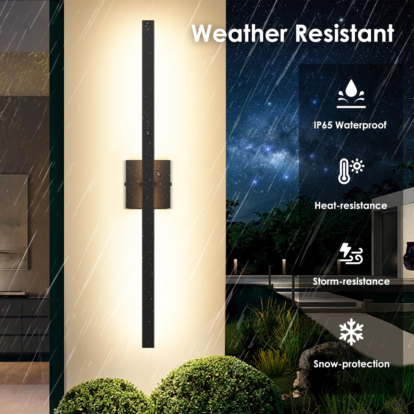 BesLowe 2-Pack Outdoor Wall Lights, Waterproof LED Sconces, 31.75in, Black, Model B04047L