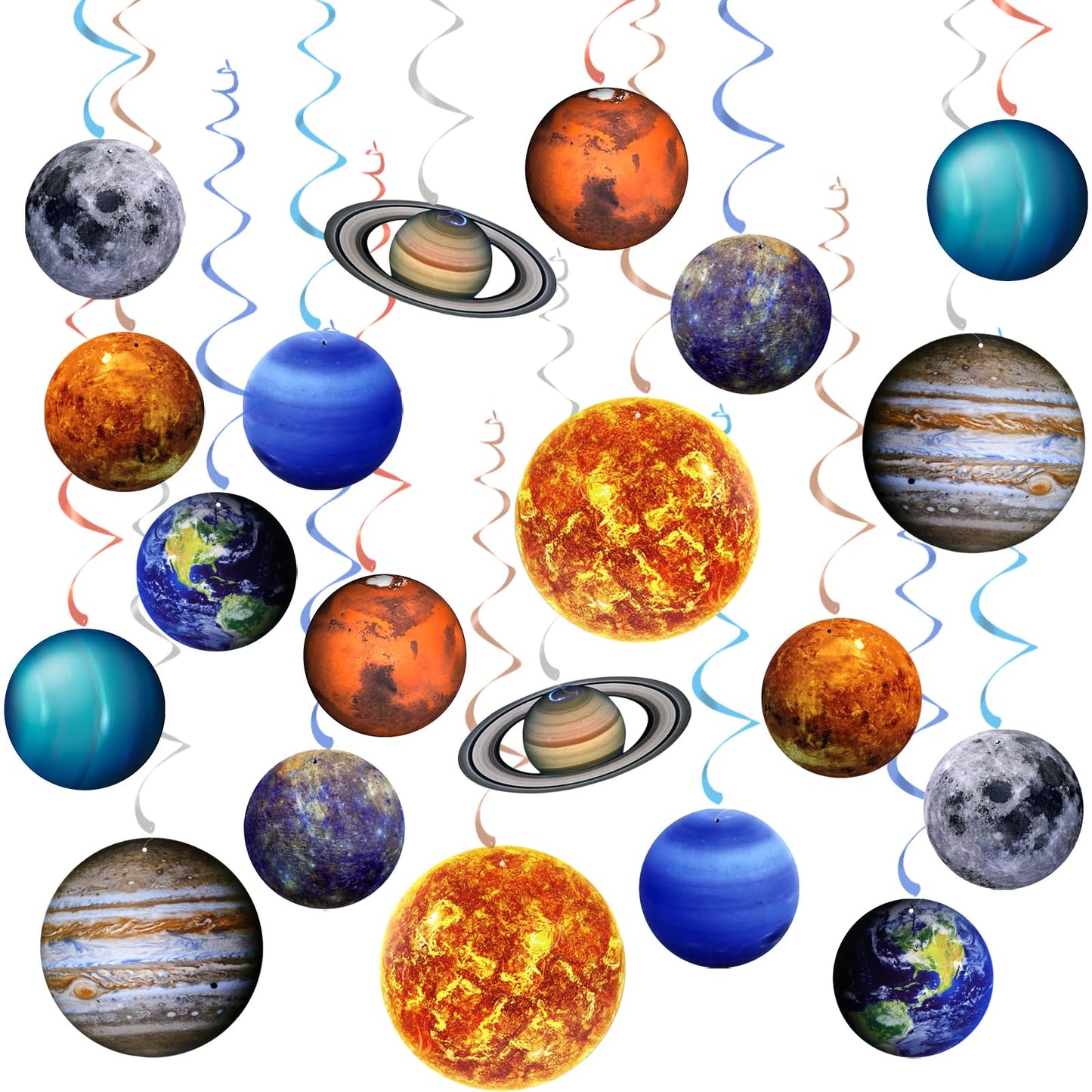 40PCS Space Solar System Theme Hanging Swirls Decorations, Outer Space Party Supplies Ceiling Hanging Swirls for Birthday Baby Shower Party Decorations